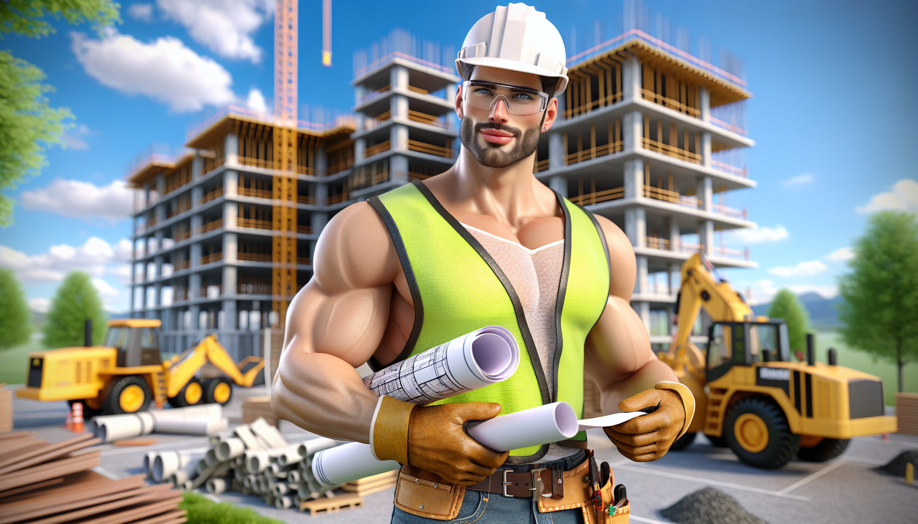 Handsome male construction worker