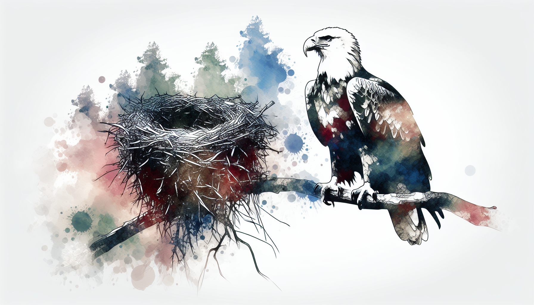 Eagle perched on nest