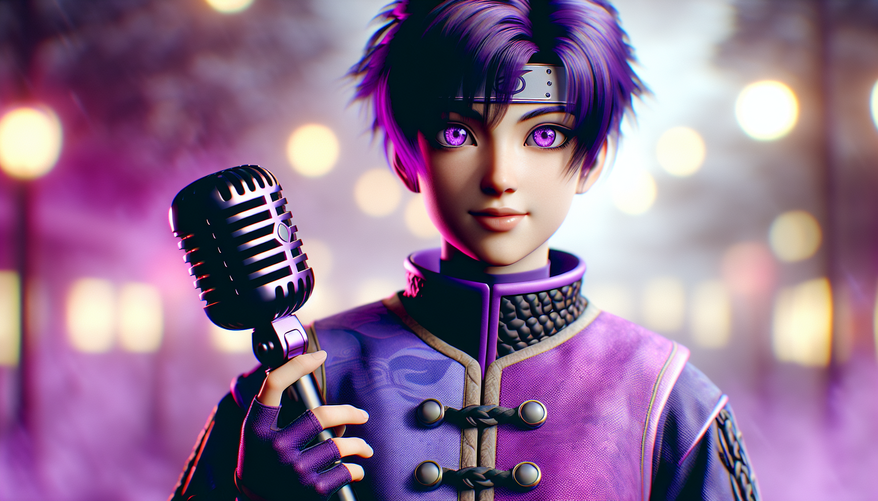 Ayane from dead or alive holding a microphone