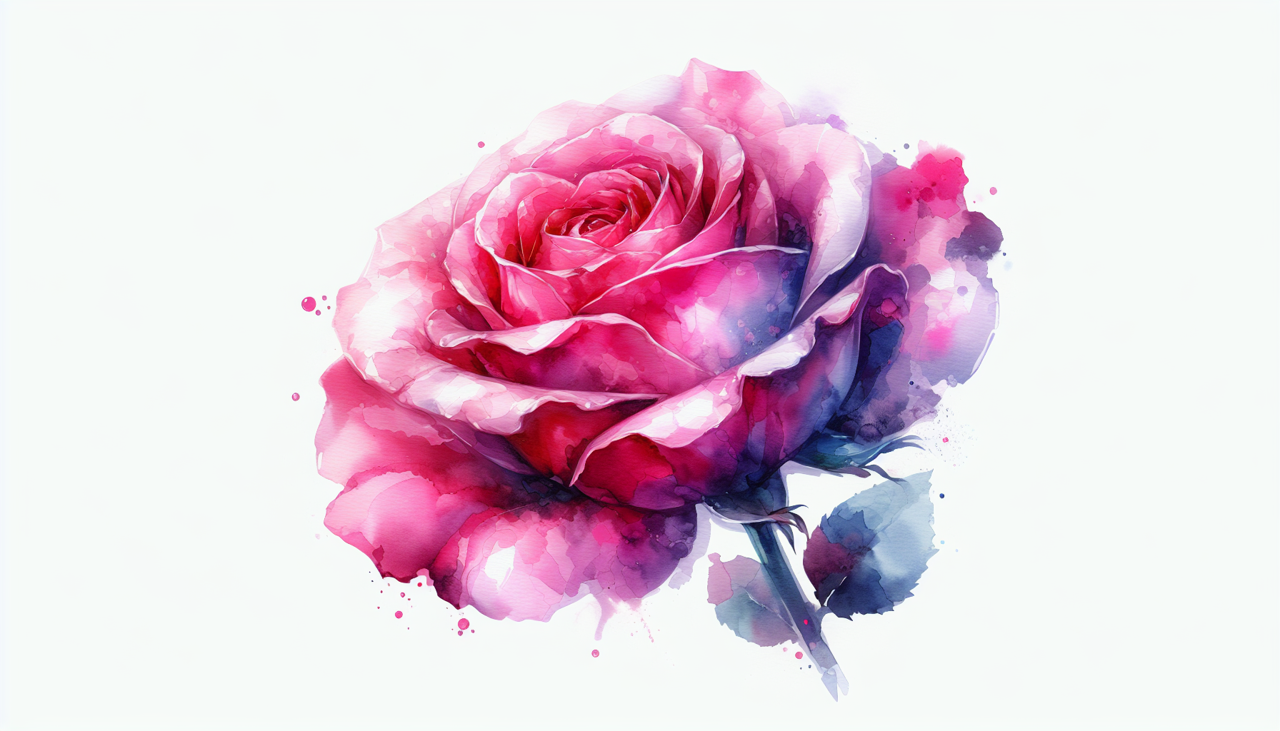 Watercolor pink Rosebud flower
