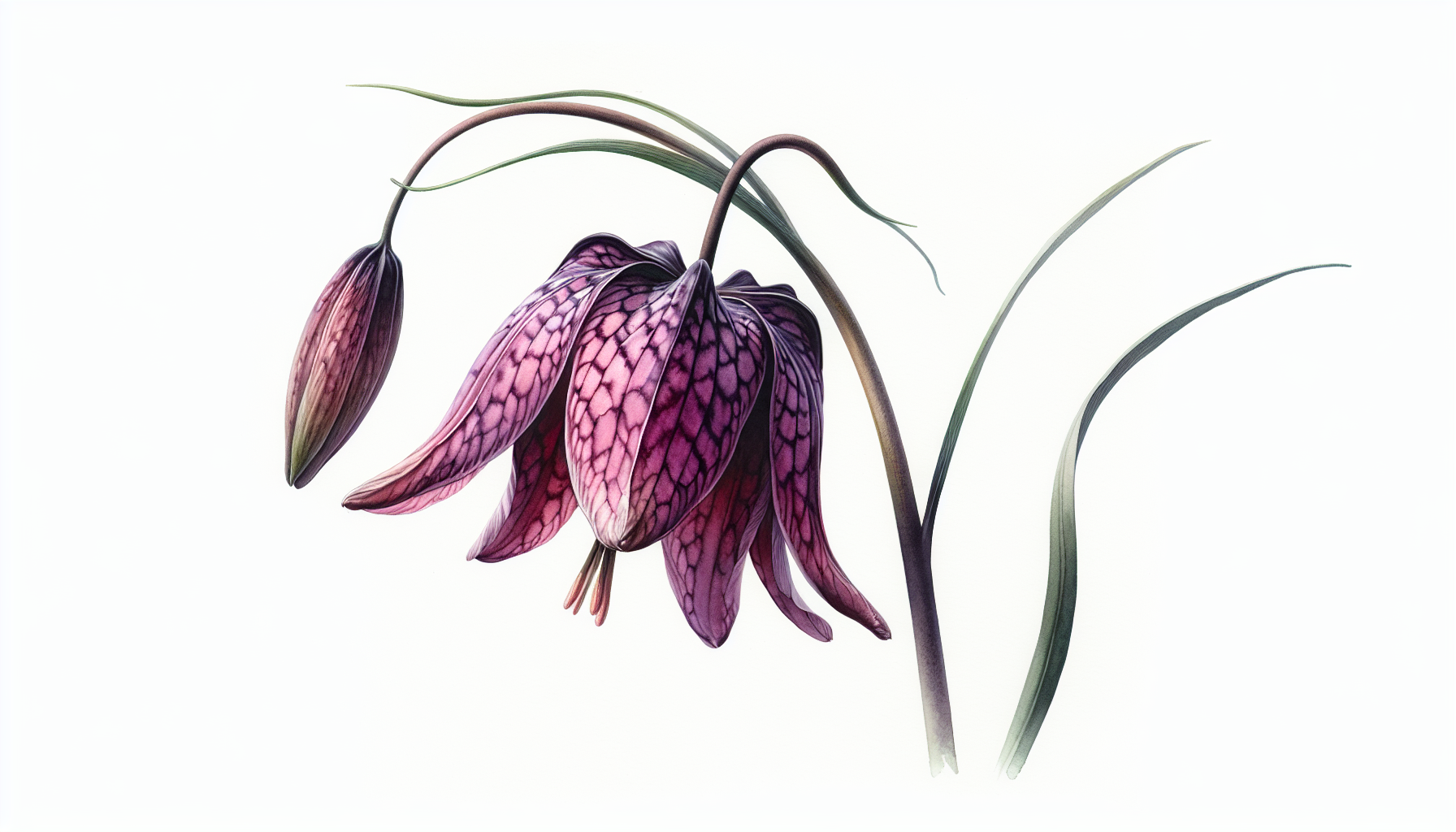 Watercolor purple fritillaria flower