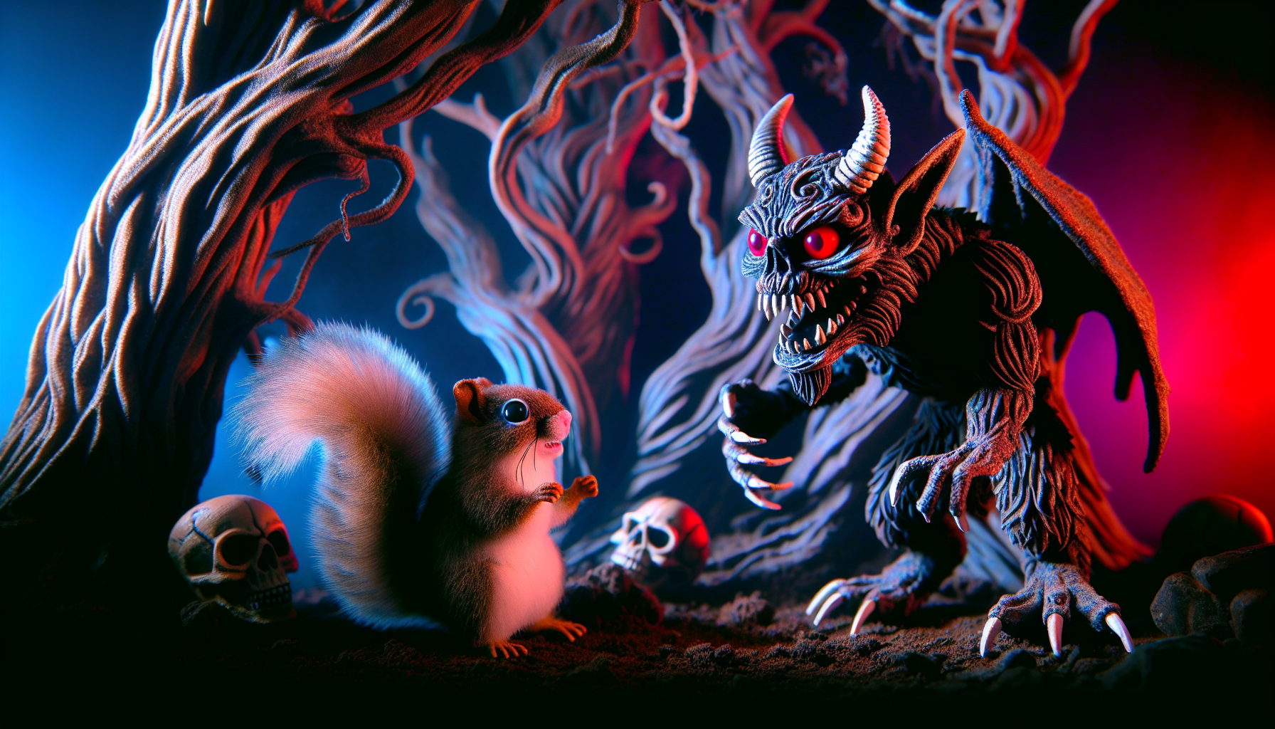 terrifying demon like squirrel attacking