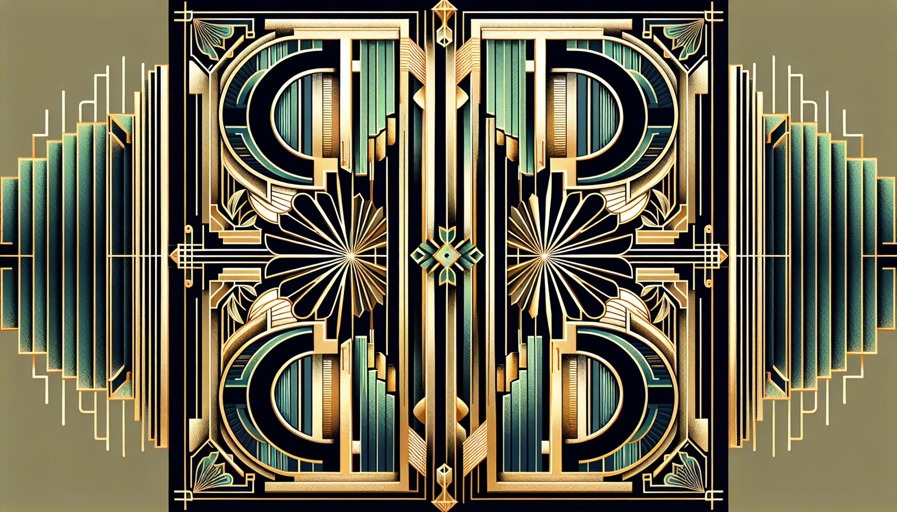 Design a mirror-perfect ambigram for the word 'GILDED,' inspired by the elegance and symmetry of Art Deco architecture and ornamentation."

Description:
The word "GILDED" is designed as a mirror-perfect ambigram, reflecting across a central vertical axis. Each letter is crafted with precise symmetry, combining the sleek geometric forms and luxurious embellishments of Art Deco.

The G transforms seamlessly into the D on the opposite side, connected by sharp lines and bold curves that echo Art Deco’s architectural motifs.
The I and L flow into each other with linear symmetry, featuring stepped designs reminiscent of towering Deco skyscrapers.
The central E serves as the anchor, with its horizontal bars mirrored and framed by fan-like radiating patterns, symbolizing prosperity and grandeur.
Flourishes and Details:

Stepped Lines: Each letter incorporates tiered lines and angular embellishments, evoking the intricate panels of Art Deco interiors.
Sunburst Patterns: Radiant sunburst motifs emanate from the top and bottom of the letters, adding dynamism and a sense of movement.
Ornamental Borders: The ambigram is framed by a thin, symmetrical border of chevrons and geometric fans, enhancing its Deco feel.
Color Palette: Metallic gold for the letters, set against a matte black background with subtle gradients of emerald green and sapphire blue for accents. The mirrored halves glow faintly, emphasizing the seamless reflection.

Mood: A perfect union of elegance and precision, celebrating the symmetry and opulence of the Art Deco movement.

