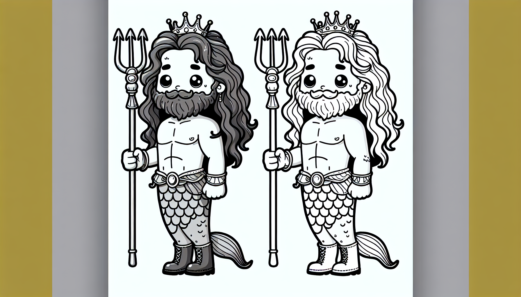 coloring book page of aquaman, black and white, cute --v 5