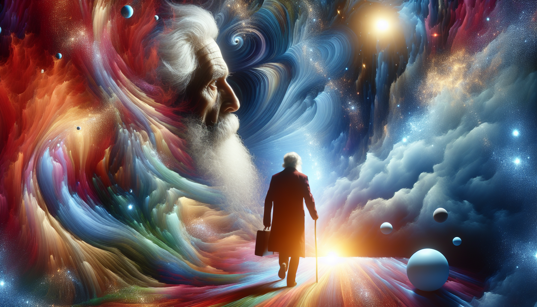 la sagesse incarnée, en vieil homme à barbe blanche qui chemine vers sa destinée