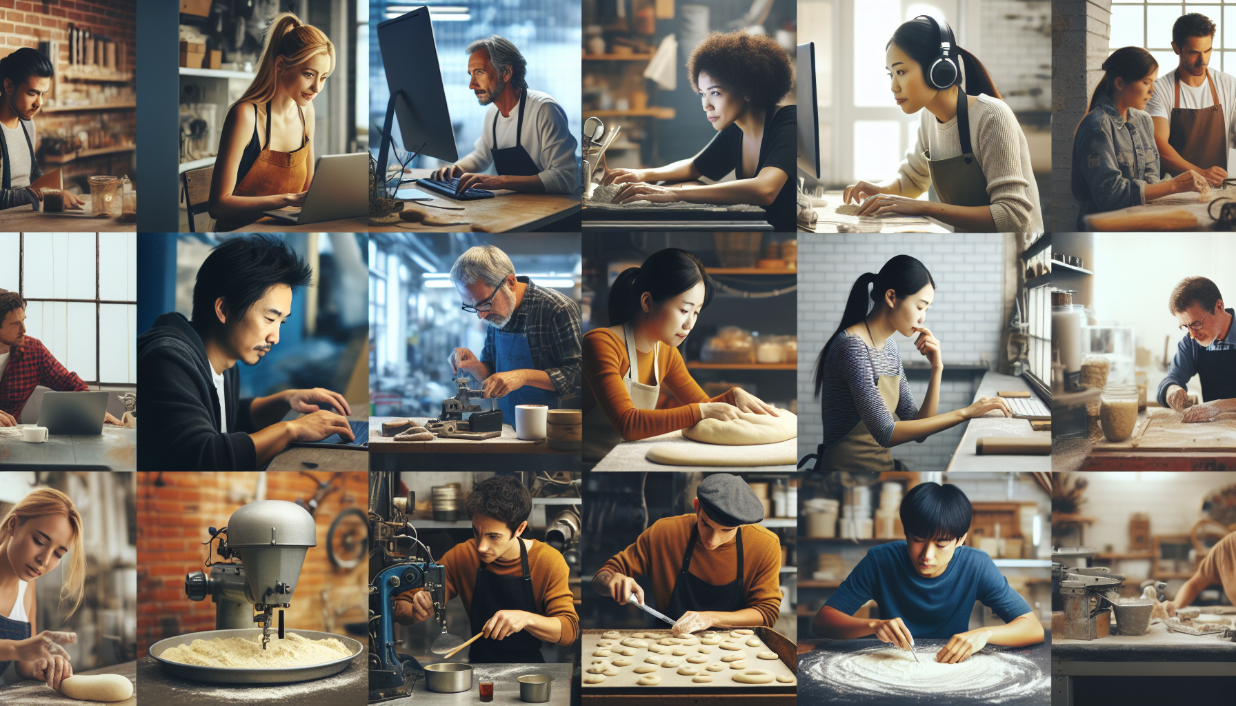 Show quick, dynamic shots of people working alone