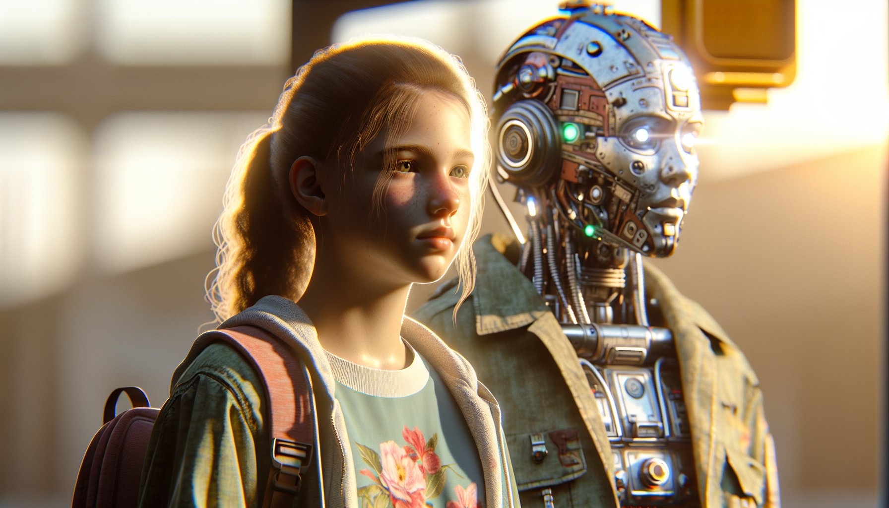 an teen woman, Astropunk, Cyborg, Robotic, Aged, Sunlight, High quality, Ultra detail, Octane Render, Full HD, masterpiece