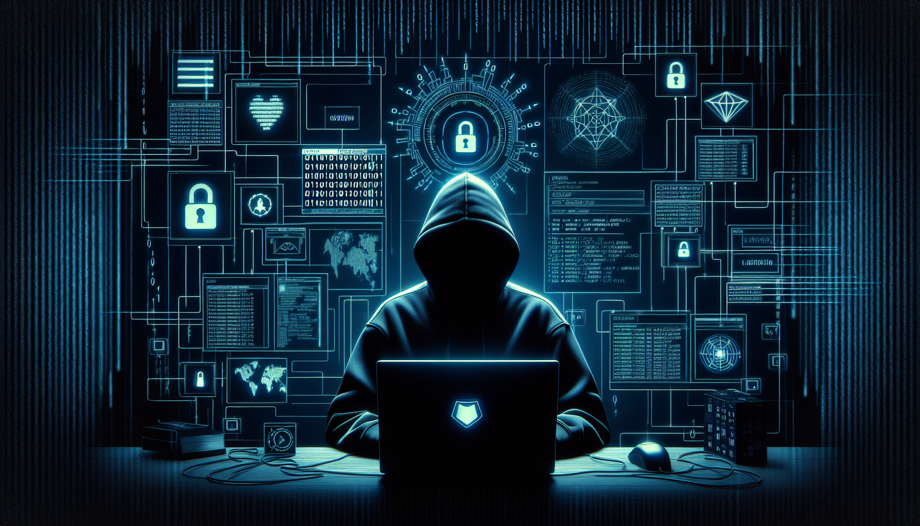 A dark themed hacker wallpaper for linux