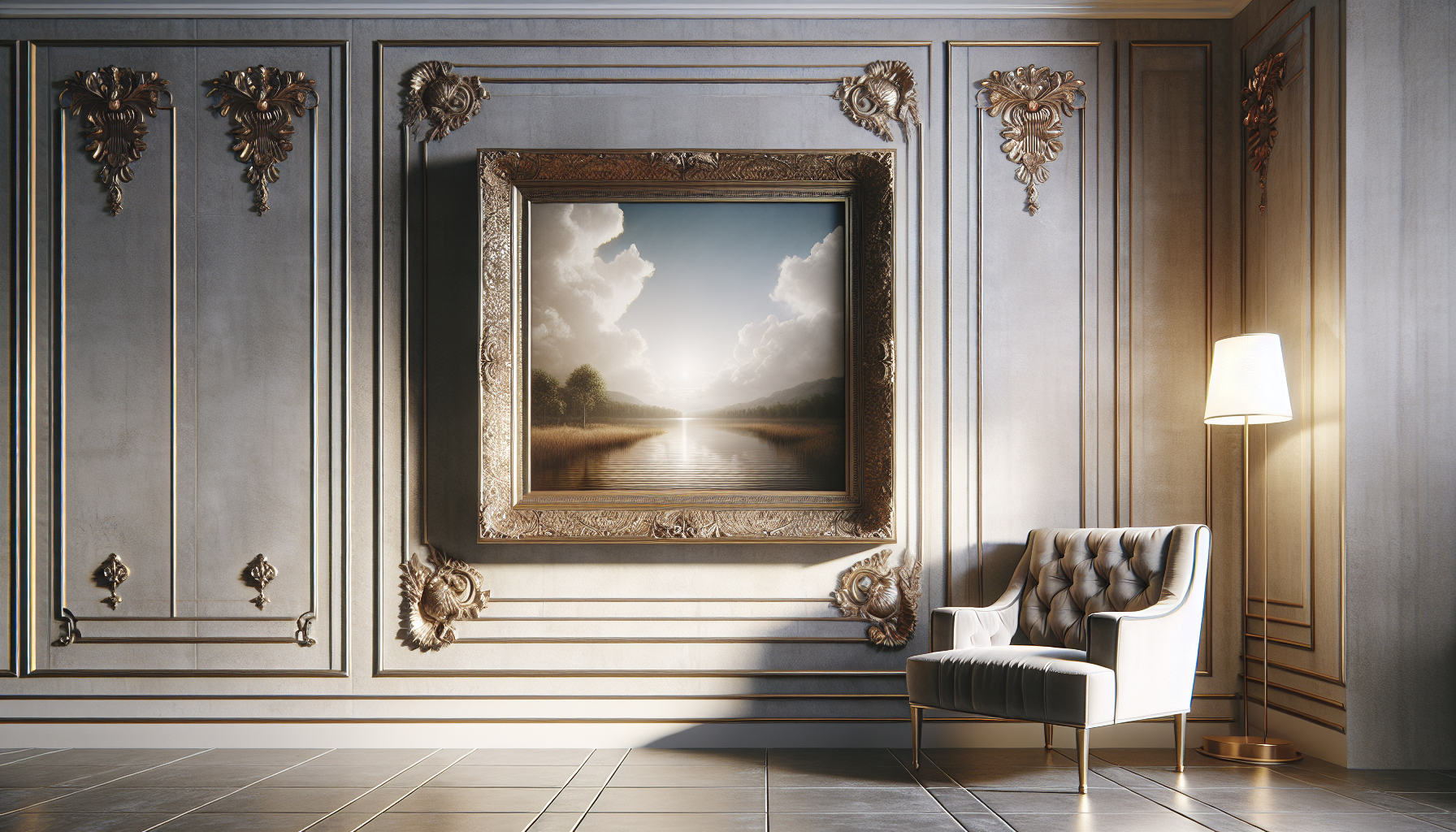 realistic photo, interior, wall frame