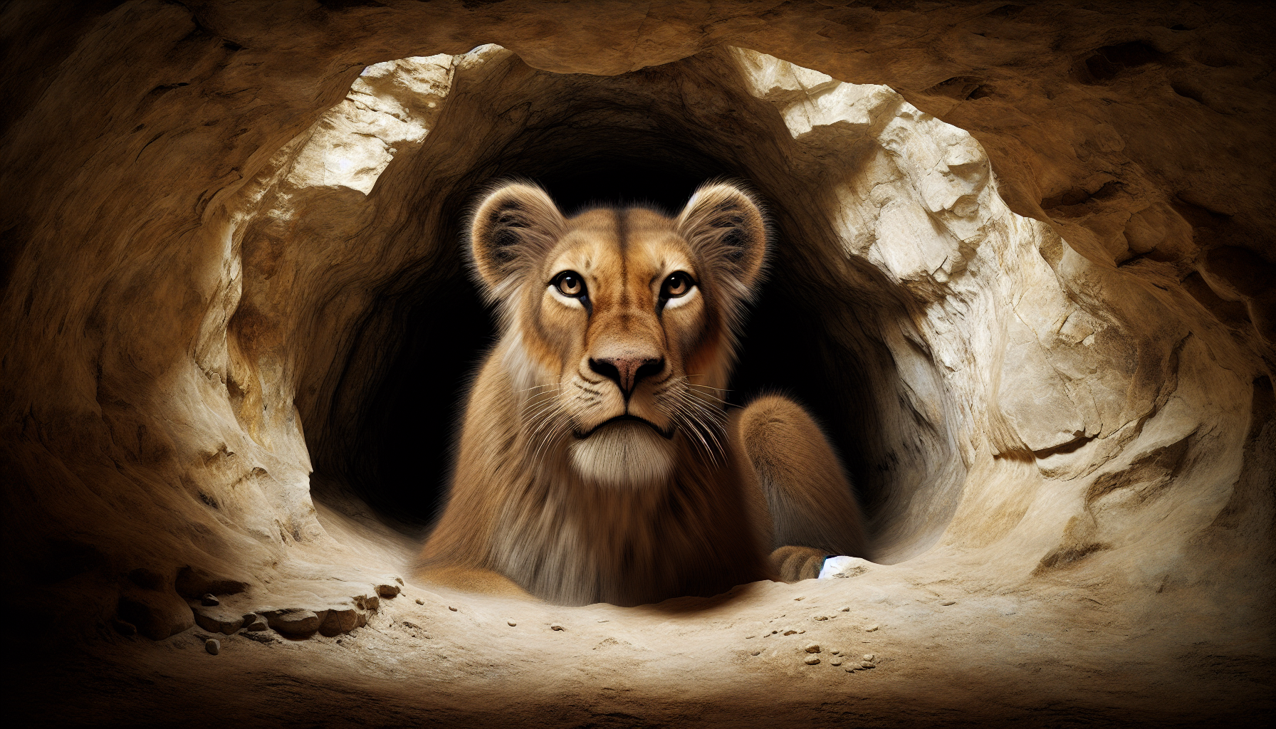 une jeune lionne sort d'une grotte  entre Belcaire et Belvis il y a 12000 ans