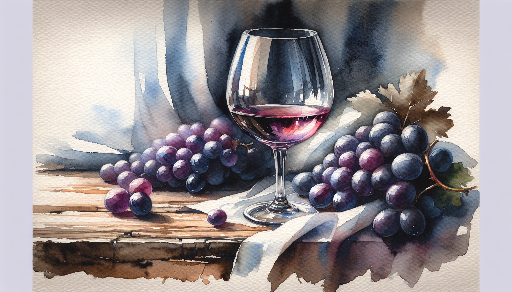 Grapes on table with wine glass