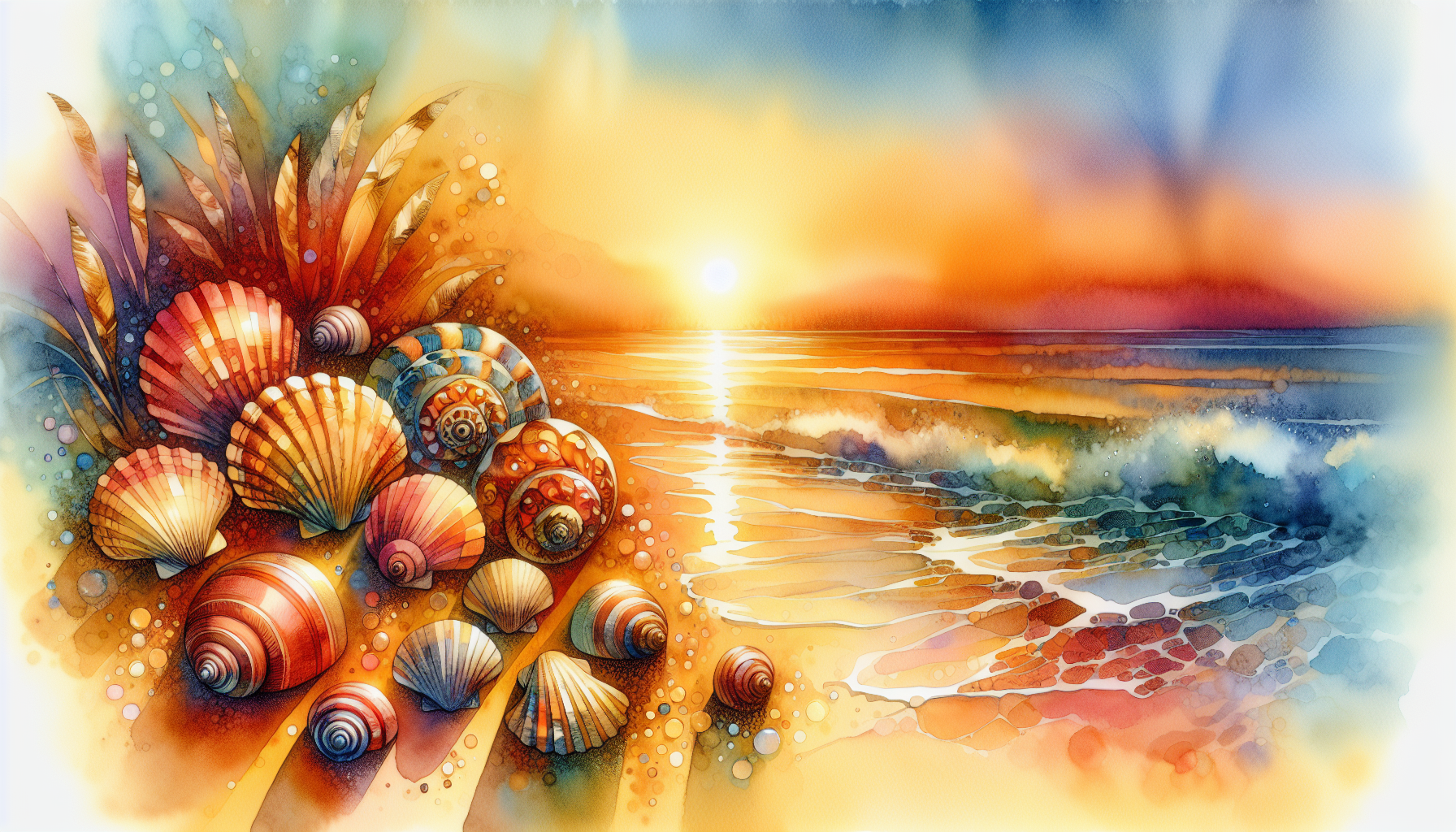 Native American seashells at sunrise