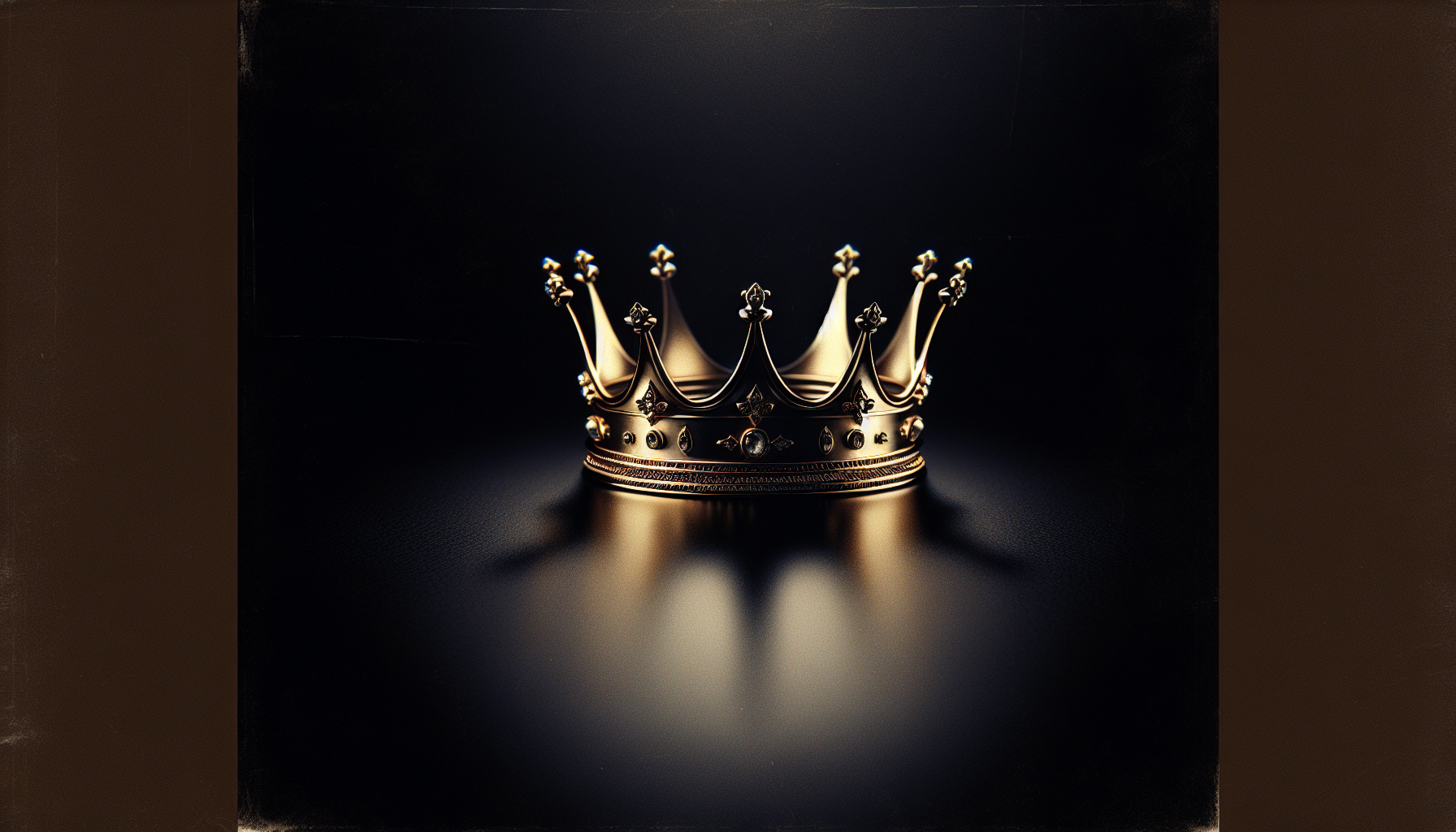 A dark, moody, and artistic poster for a song titled 'Taaj.' The background is deep black with a subtle grainy texture. At the center, a luxurious golden crown sits slightly tilted, shining under soft dramatic lighting. The crown has intricate details, encrusted with subtle jewels, symbolizing power, royalty, and dominance. The song title 'Taaj' is written in bold, modern, and elegant typography, either in metallic gold or pure white, positioned just below the crown. The overall aesthetic is sleek, premium, and regal, maintaining a minimalist yet powerful vibe similar to Karan Aujla and Shubh’s posters.