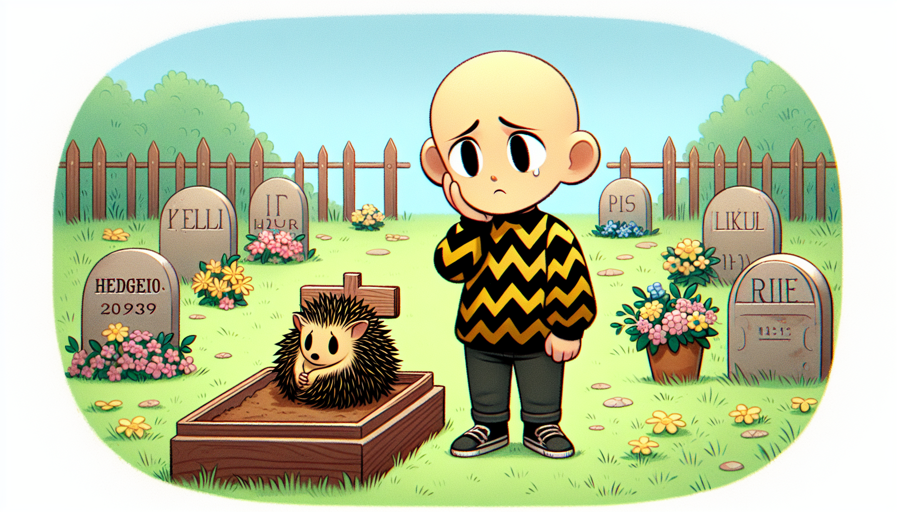Charlie Brown is Mourning the Passing of his Beloved Pet Hedgehog at the pet semetary