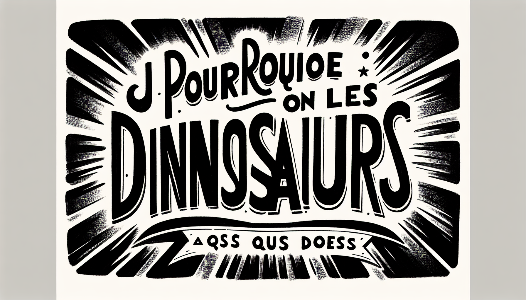 Ecris en noir et blanc façon écrit a la main avec un crayon de papier la phrase : "Pourquoi on adore les dinosaures"
