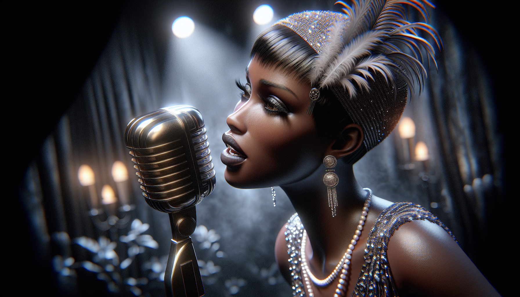 primer plano cantante femenina de color de jazz