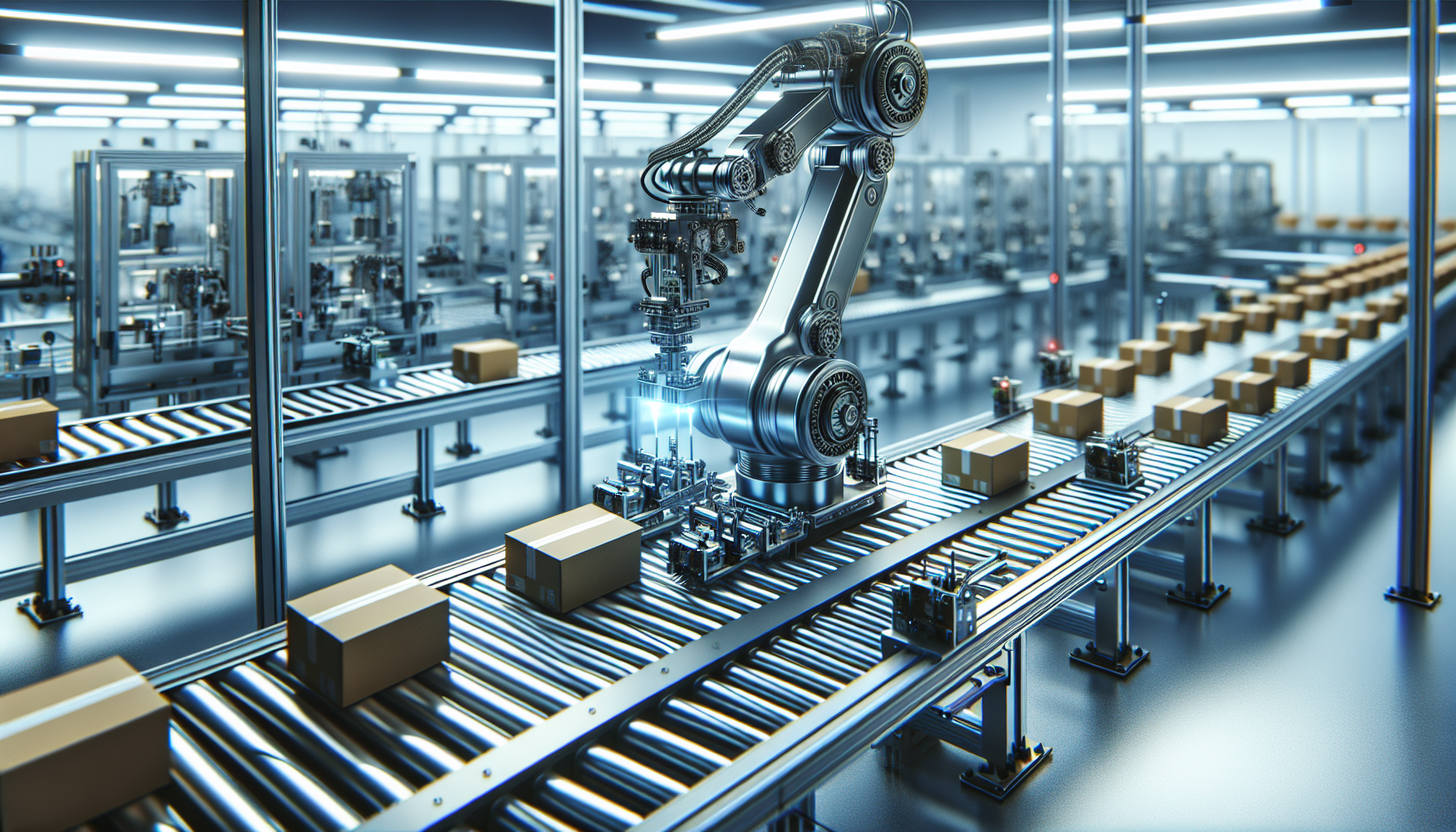 conveyor belt with a robotic arm in order to detect packaging



