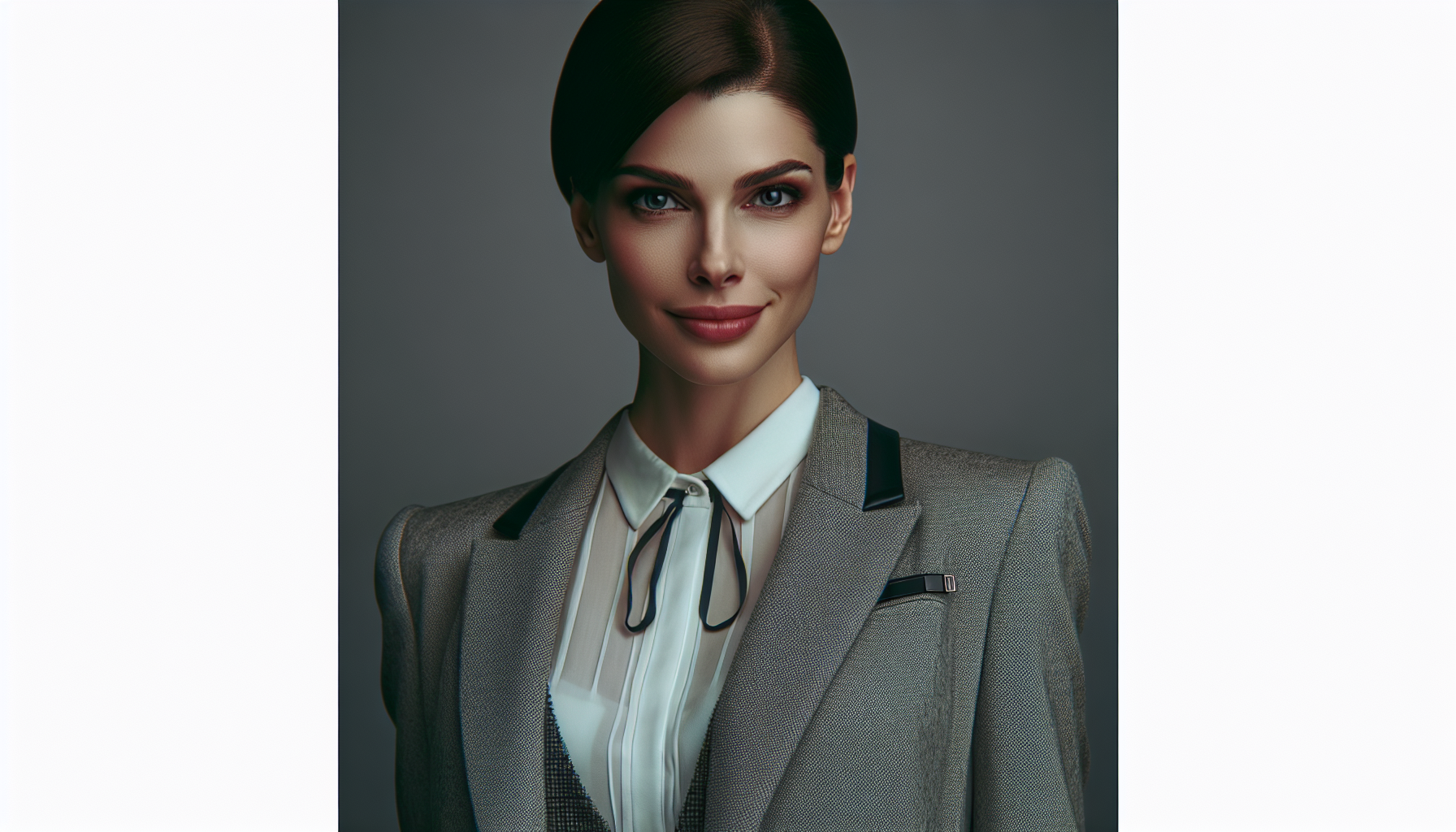 Una agente de inteligencia artificial mujer 
con ropa elegante.