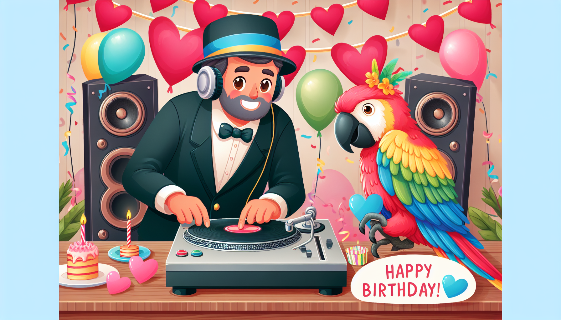 Buon compleanno Giuseppe ,amore,pappagallno,Dj

