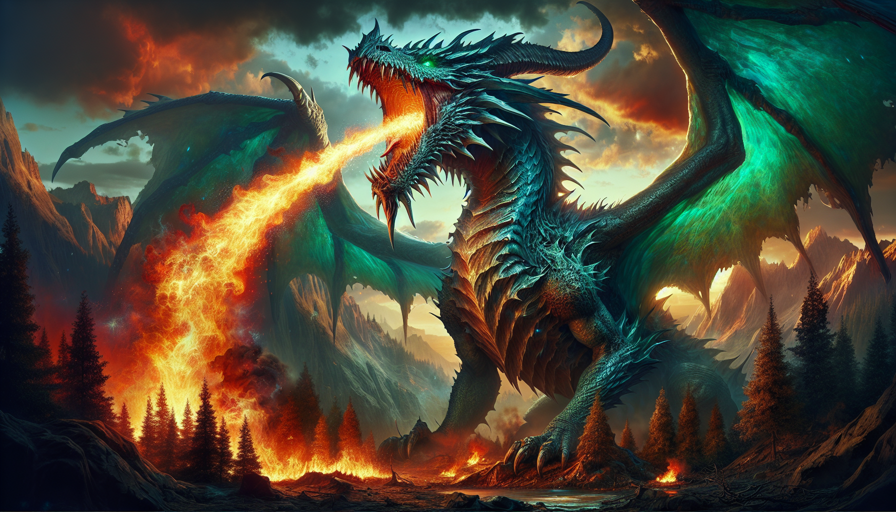 Dragon breathing fire