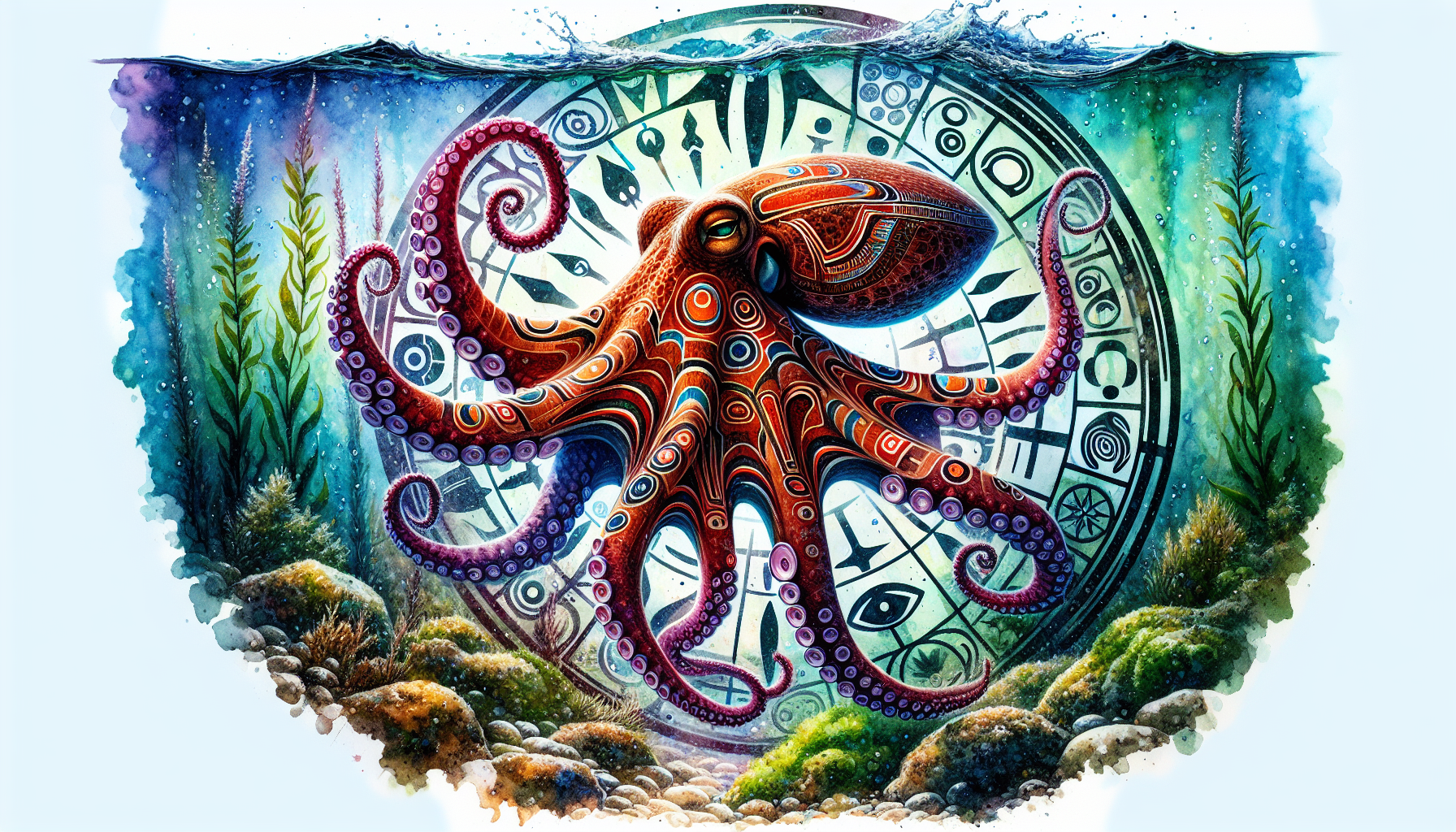 Native American octopus in water