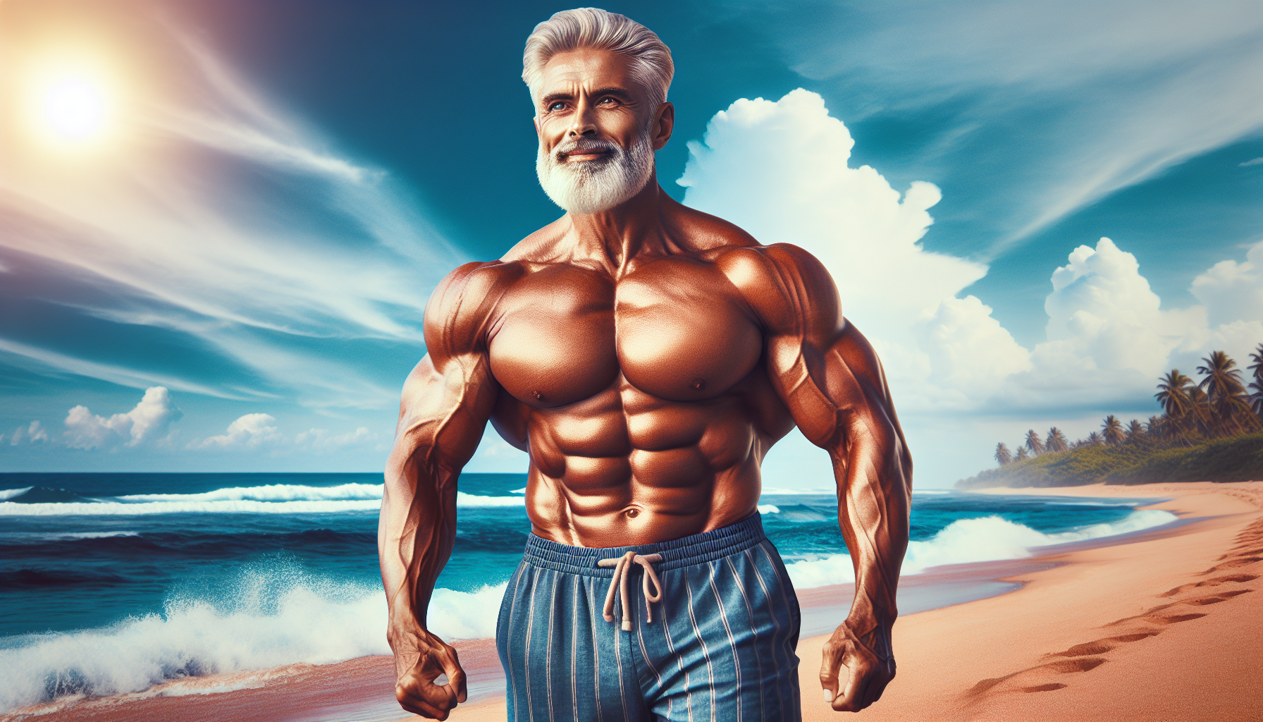 Muscle,Daddy,male, on the beach 