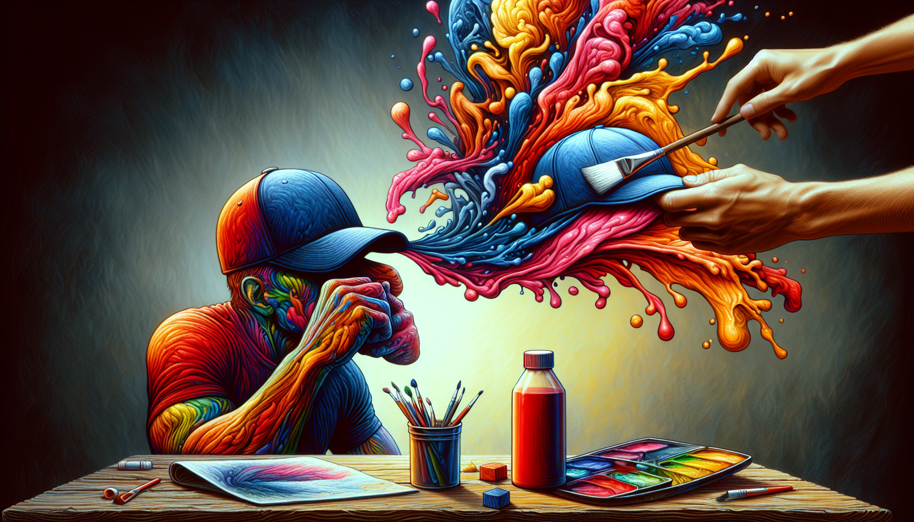 In the lower left corner there is a cap that collects the stains and sweat in the visual center of the upper right corner into the cap Required to be color The picture is rich
