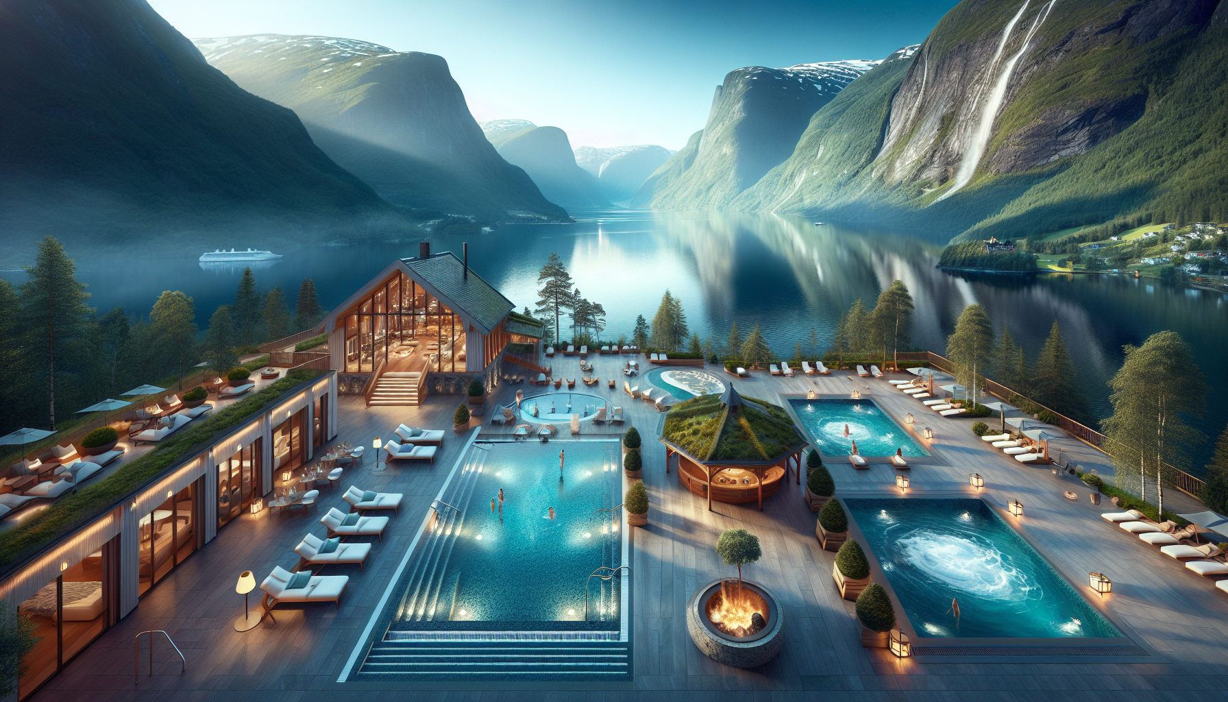 instalaciones de spa de un hotel boutique en el fiordo de berguer noruega
