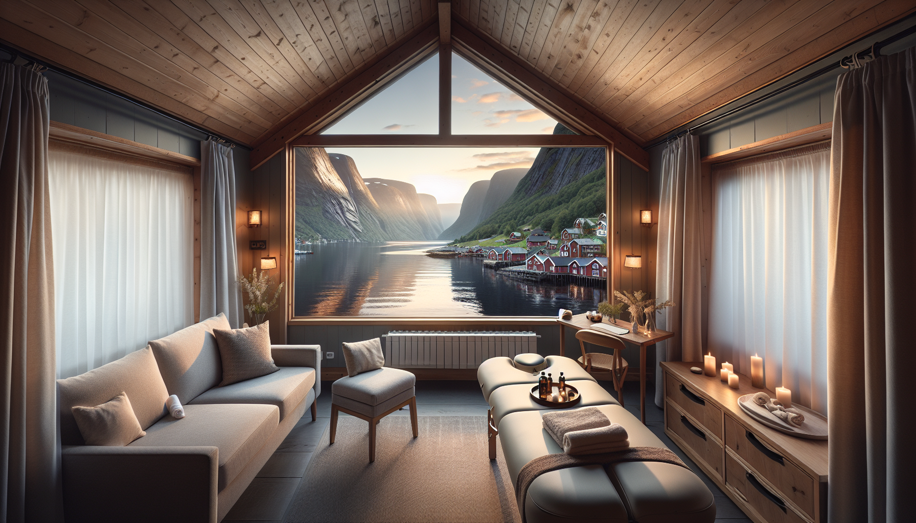 sala de masajes de un hotel boutique en un fiordo de berguer noruega