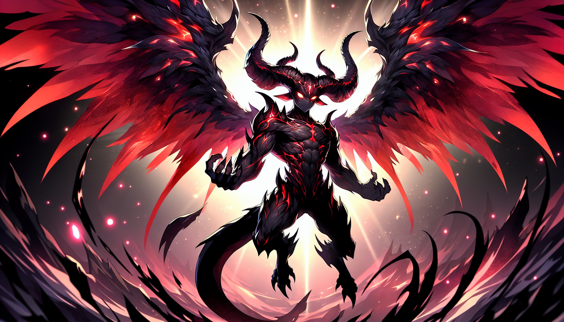 Demonio negro alas rojas carta Yu-Gi-Oh brillo mate