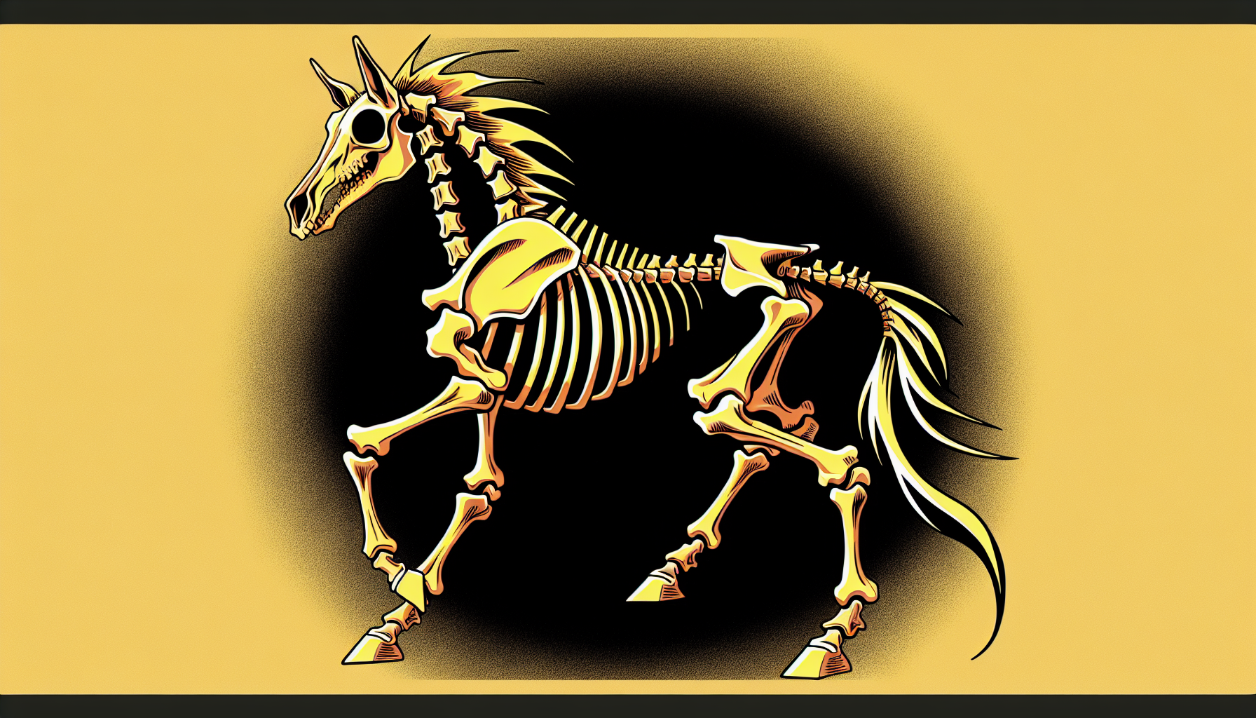 Caballo esquelético carta Yu-Gi-Oh fondo simple amarillo brillo mate