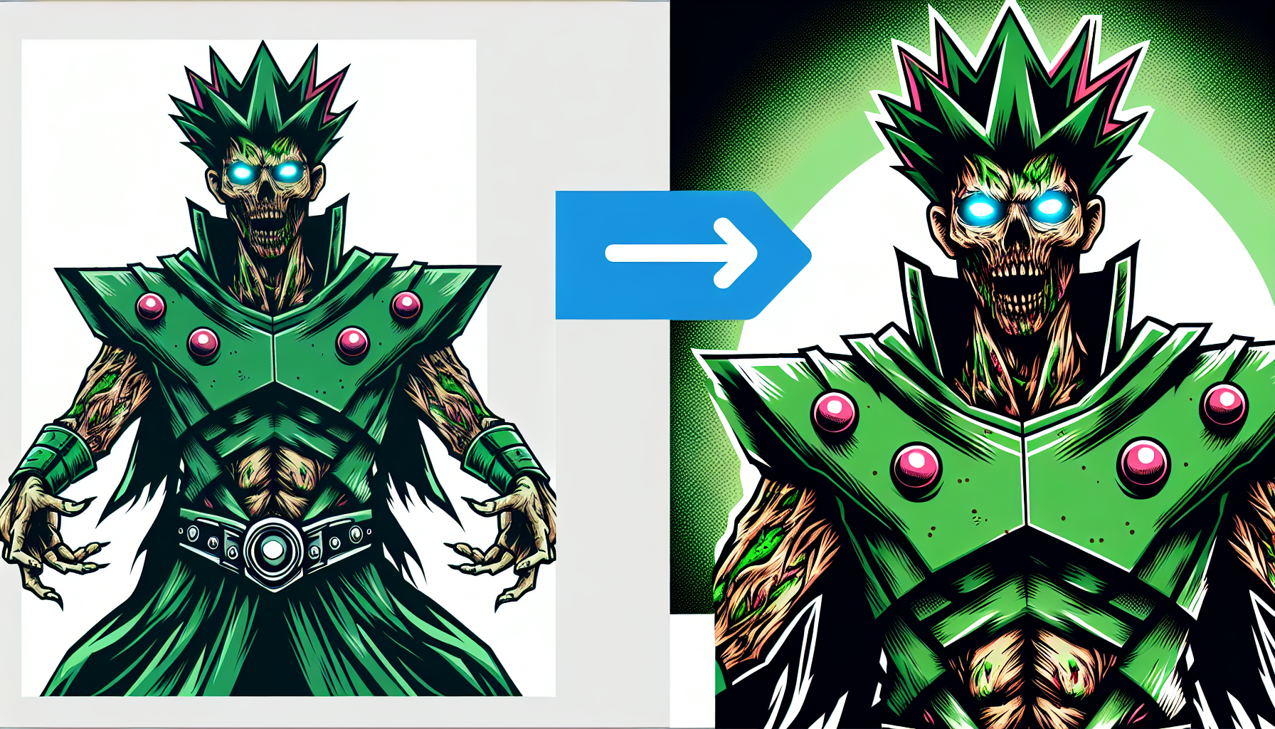 Maga zombie traje verde Yu-Gi-Oh fondo simple brillo mate