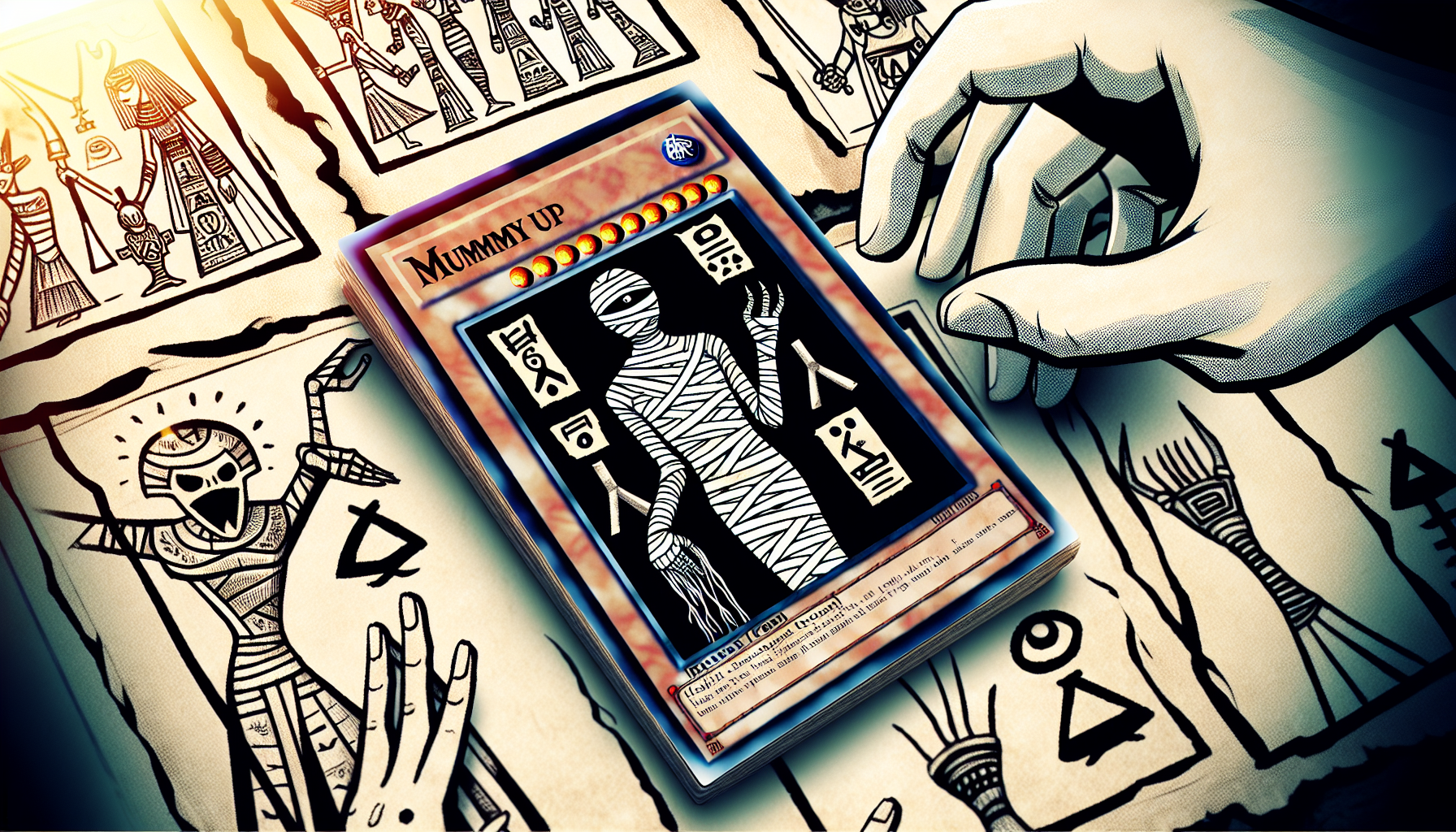 Jeroglífico de ritual de la momia carta de Yu-Gi-Oh fondo simple brillo mate