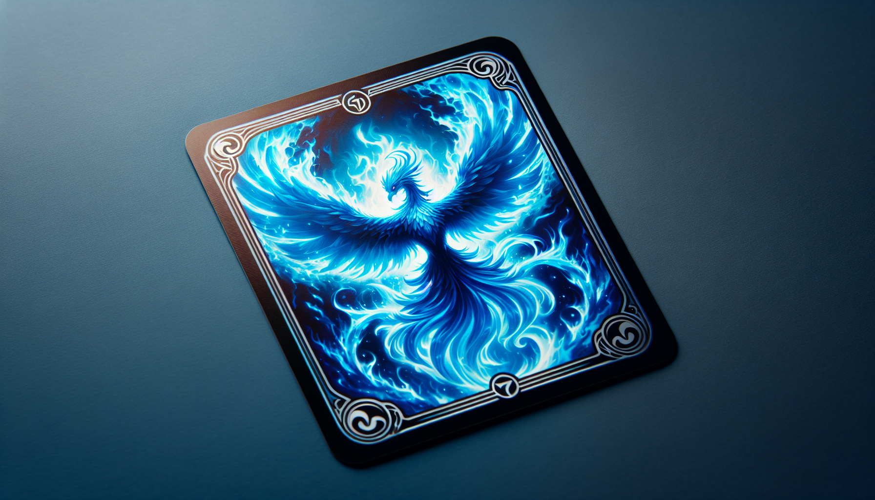 Phoenix fuego azul carta de Yu-Gi-Oh fondo simple brillo mate