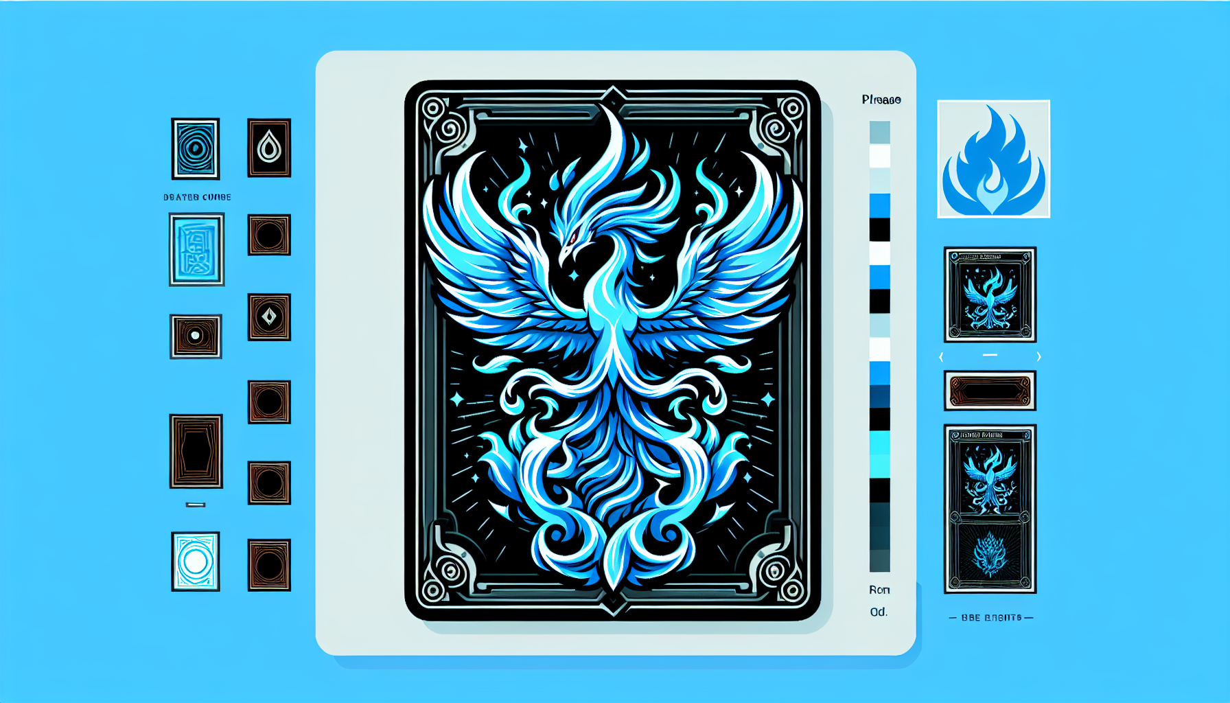 Phoenix fuego azul carta de Yu-Gi-Oh fondo simple brillo mate
