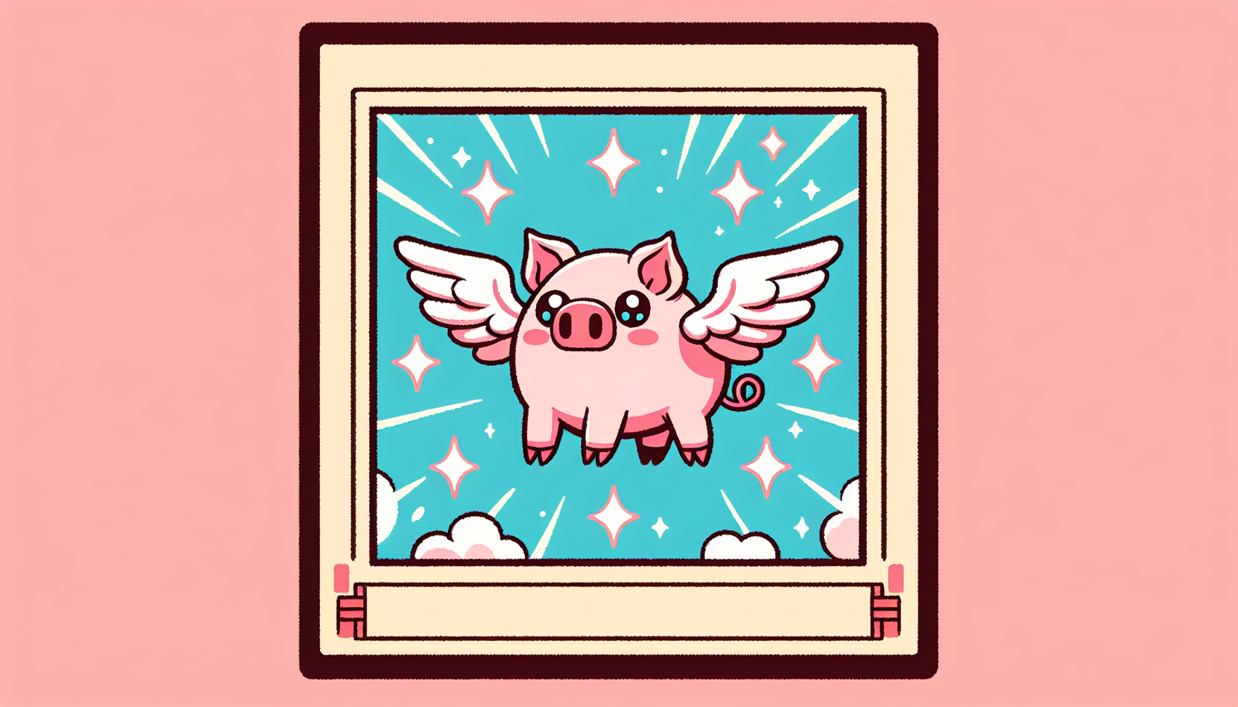 Cerdo rosa con alas blancas carta de Yu-Gi-Oh fondo simple brillo mate