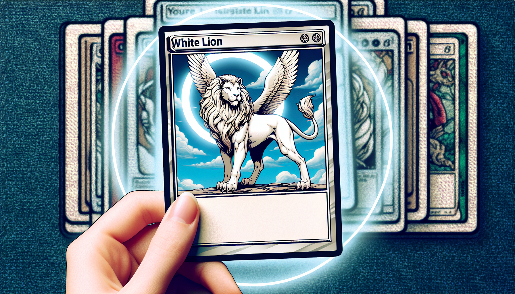 León blanco carta de Yu-Gi-Oh fondo simple brillo mate