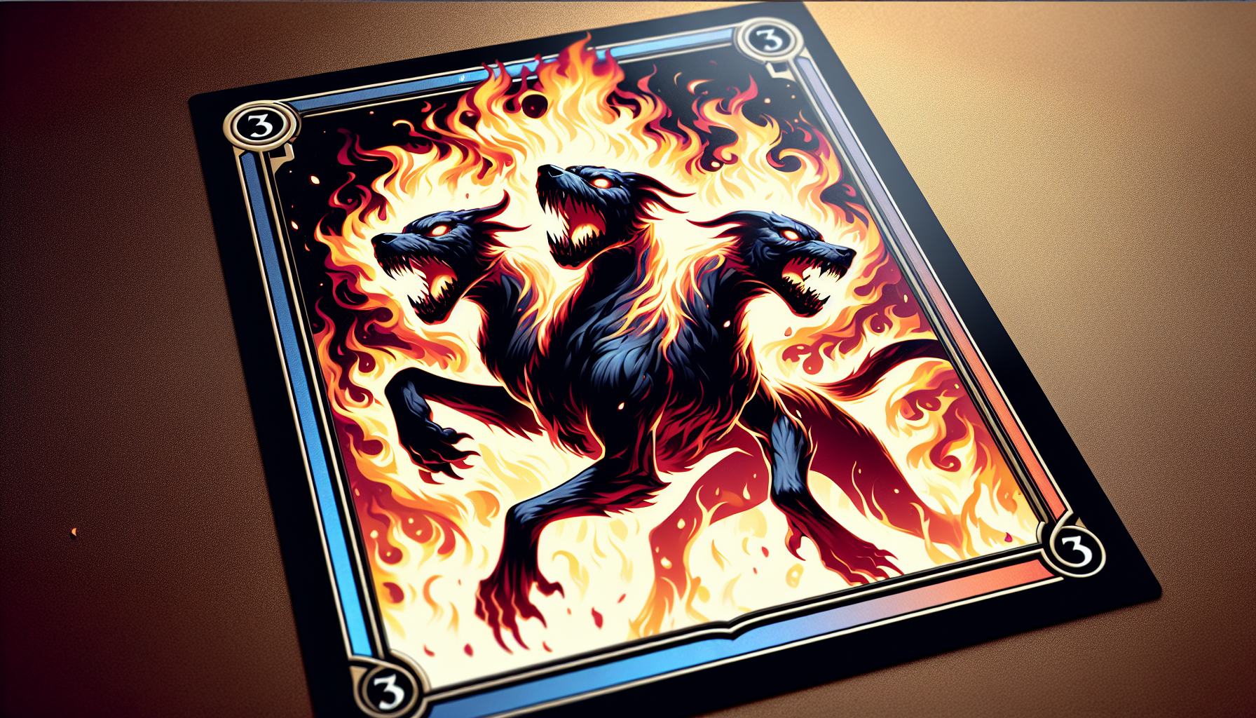 Cerbero de fuego carta de Yu-Gi-Oh fondo simple brillo mate