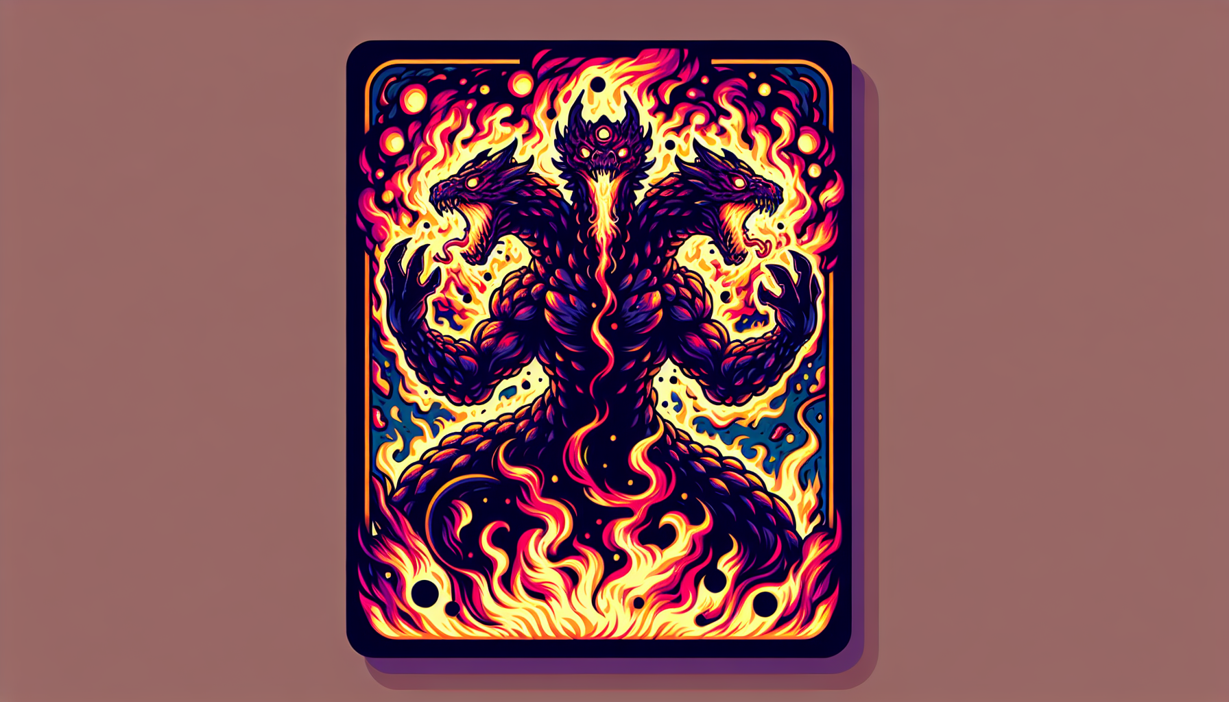 Cerbero de fuego carta de Yu-Gi-Oh fondo simple brillo mate