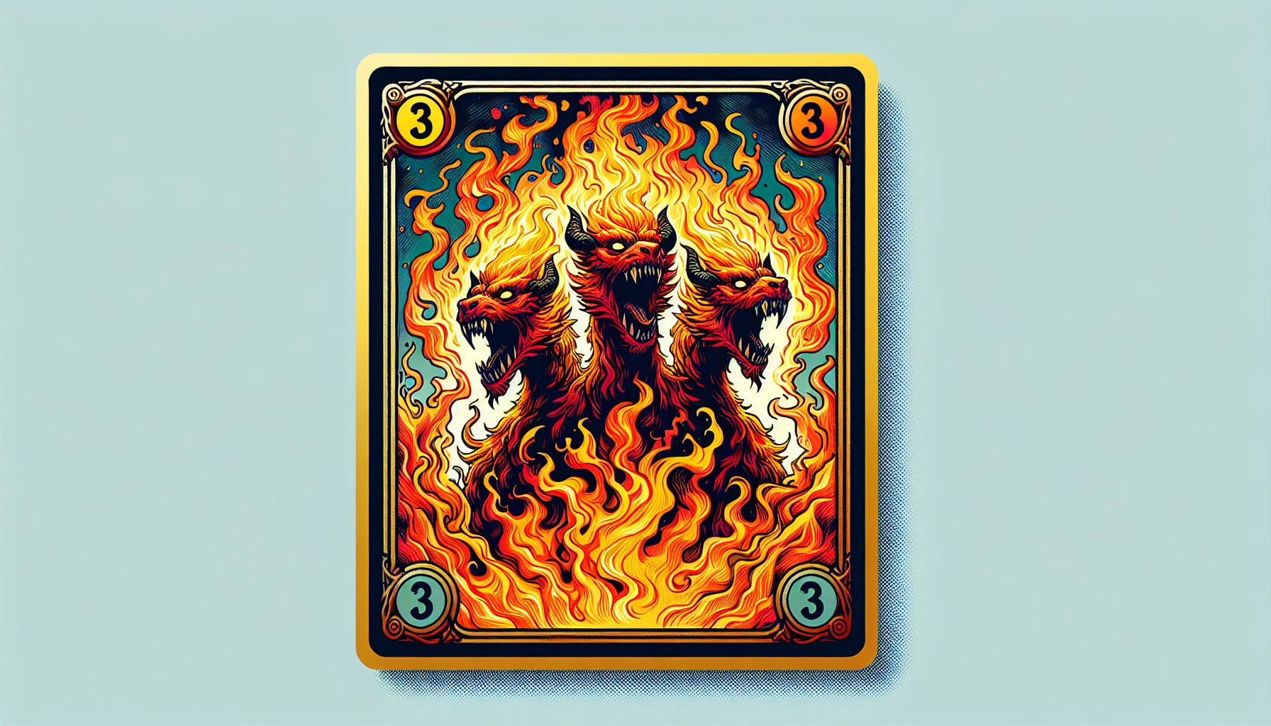 Cerbero de fuego carta de Yu-Gi-Oh fondo simple brillo mate