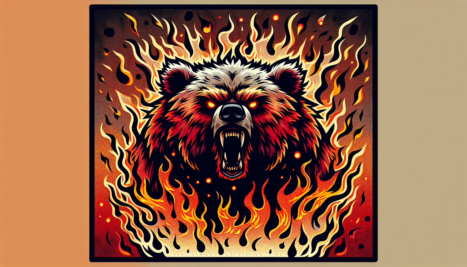 Oso de fuego carta de Yu-Gi-Oh fondo simple brillo mate