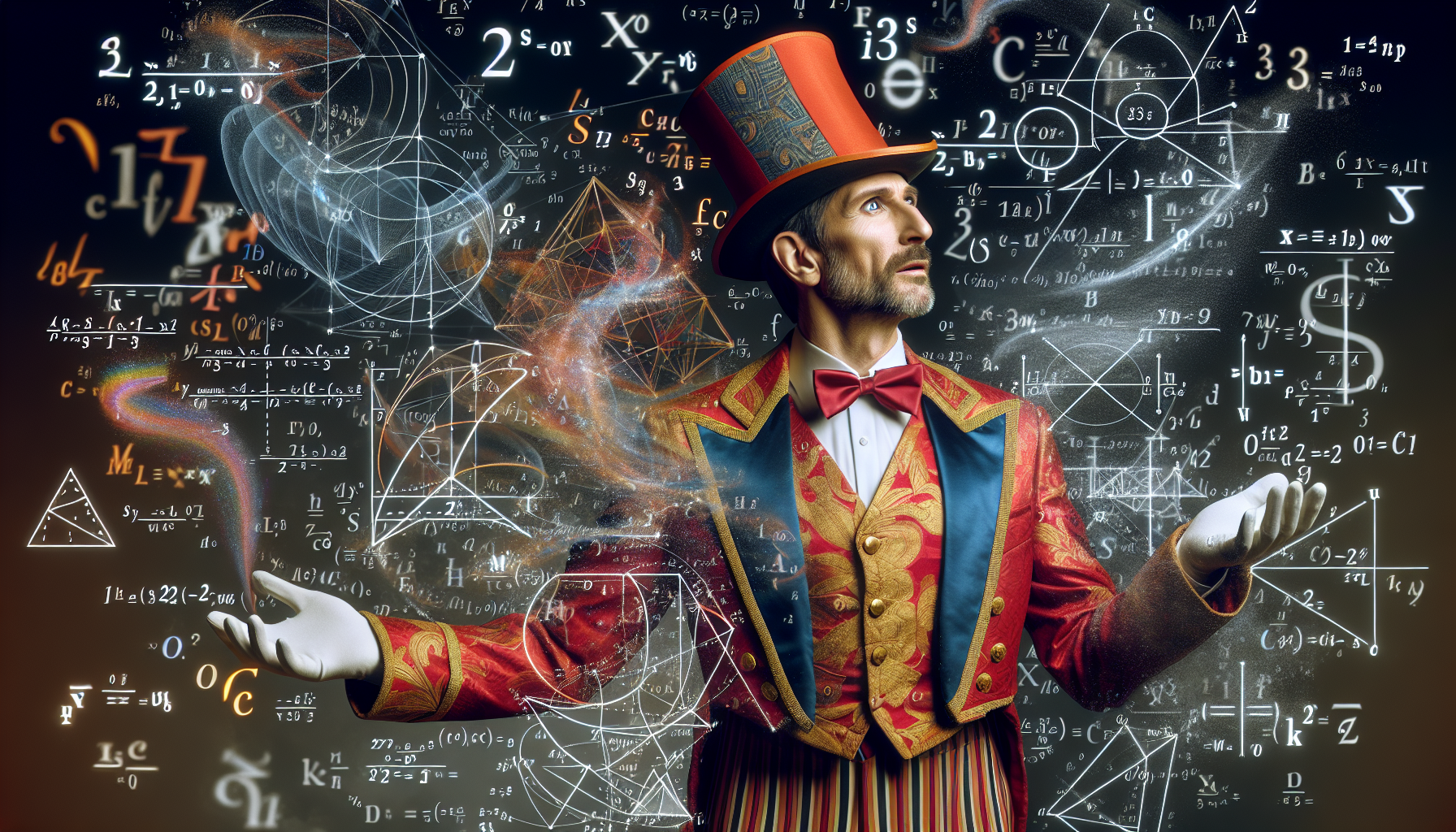 Circus Style Man and Mathematical Symbols (show one man only, not islam)