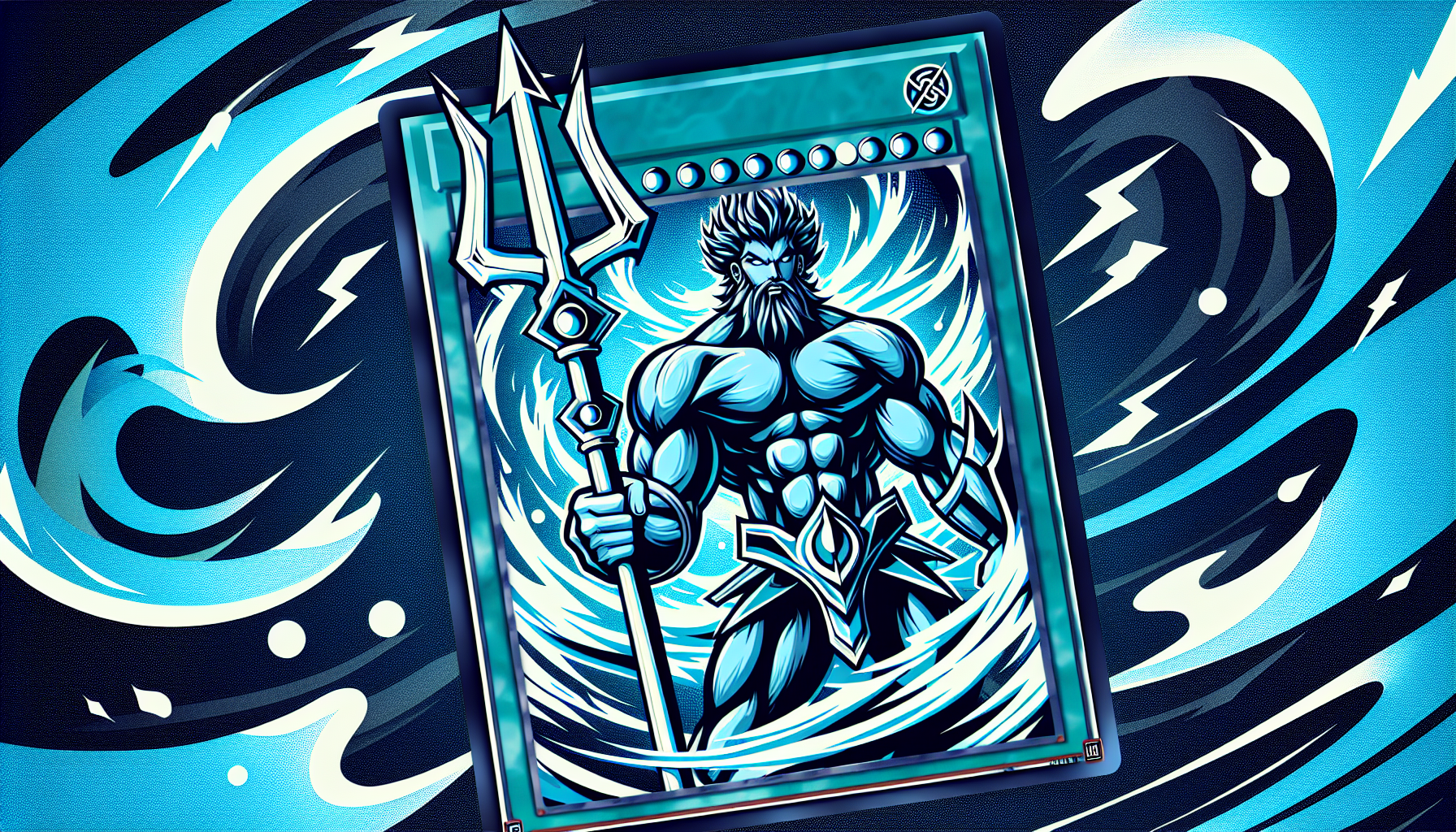 Guerrero bárbaro poseidon con tridente  carta de Yu-Gi-Oh fondo simple brillo mate 
