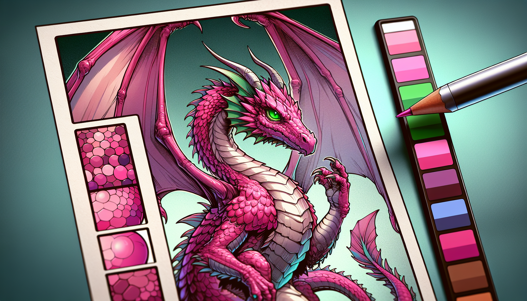 Dragón de agua rosa con ojos verdes  carta de Yu-Gi-Oh fondo simple brillo mate 