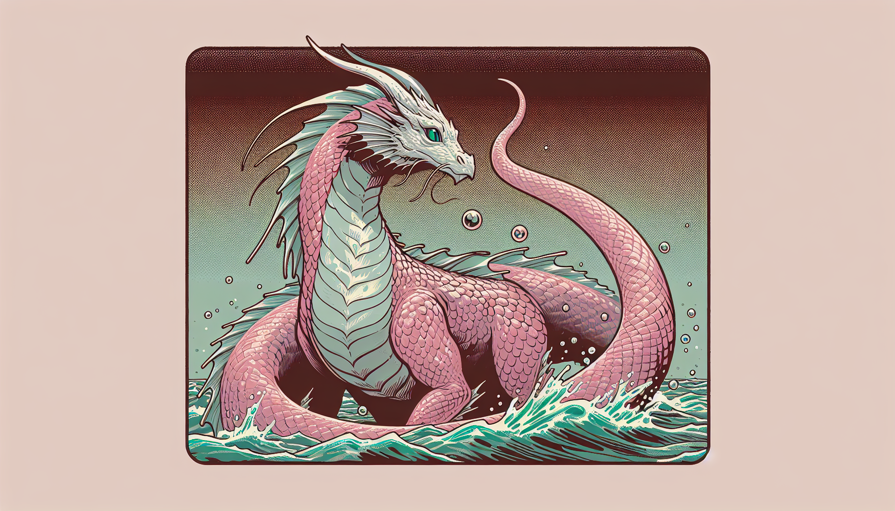 Dragón de agua rosa con ojos verdes  carta de Yu-Gi-Oh fondo simple brillo mate 