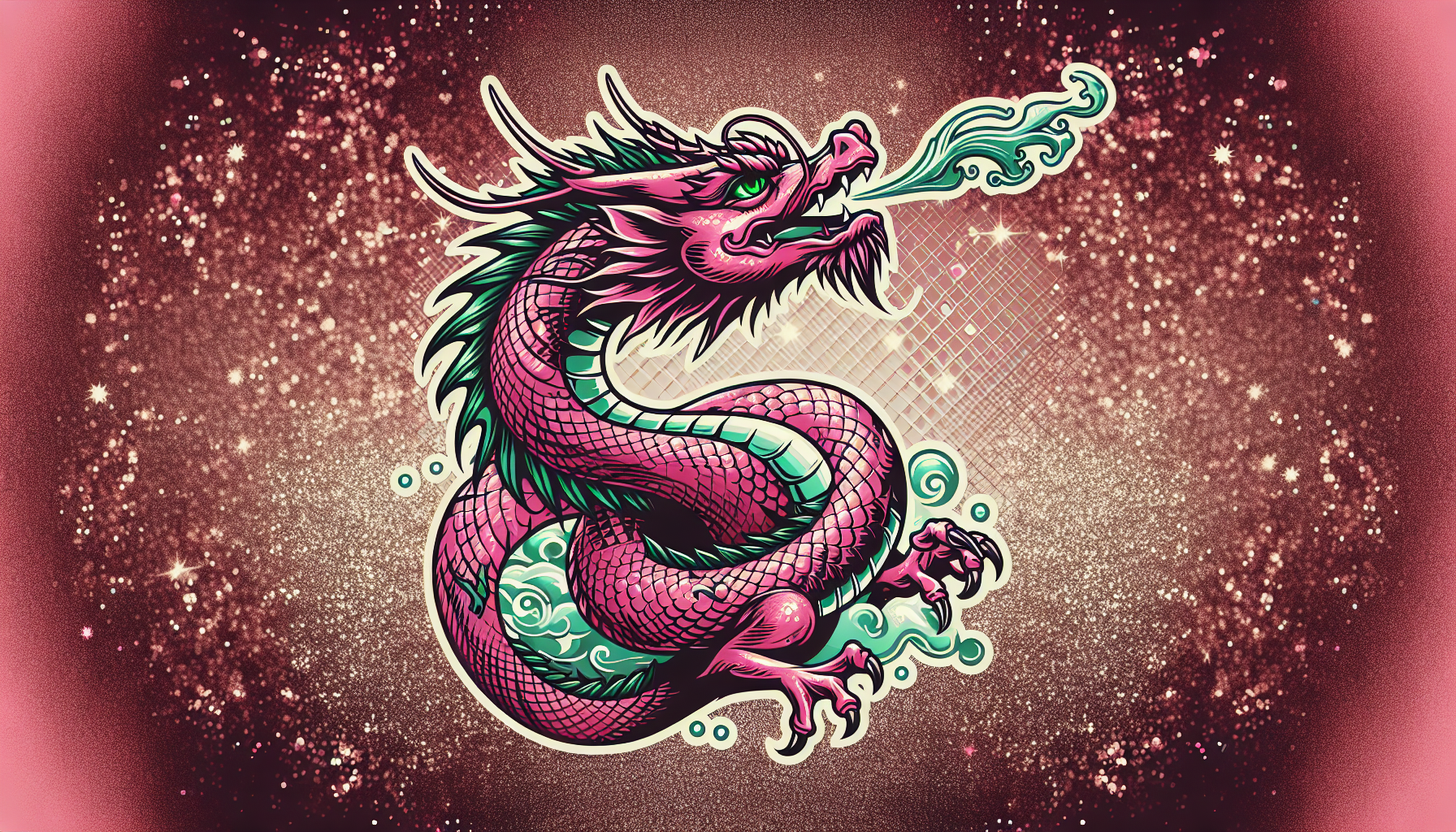 Dragón de agua rosa con ojos verdes  carta de Yu-Gi-Oh fondo simple brillo mate 