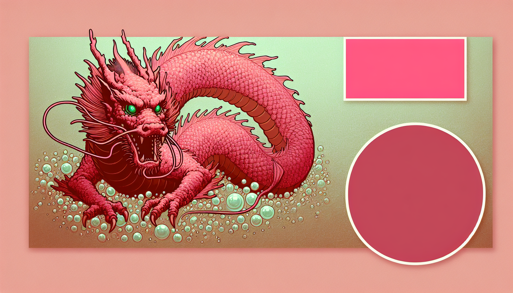 Dragón coral de agua rosa con ojos verdes  carta de Yu-Gi-Oh fondo simple brillo mate 
