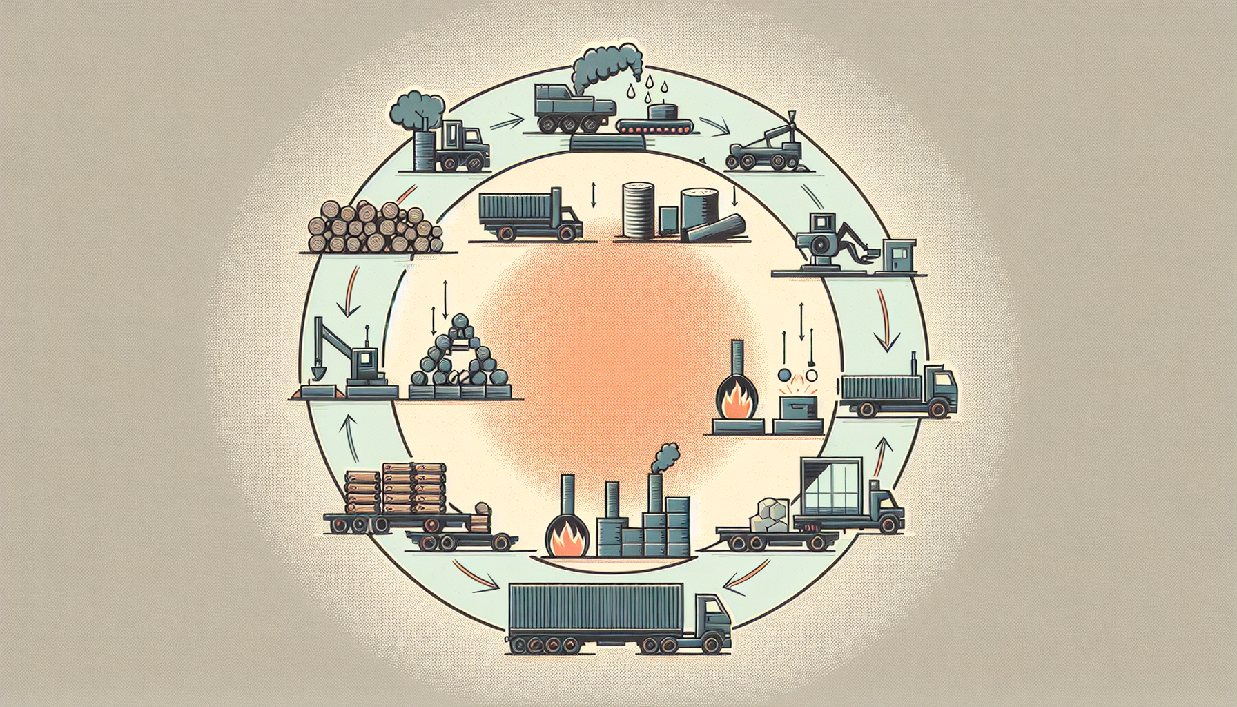 El Ciclo de la Producción
 adquisición de recursos,  transformación de esos recursos, y termina con la distribución de los productos finales al mercado.

