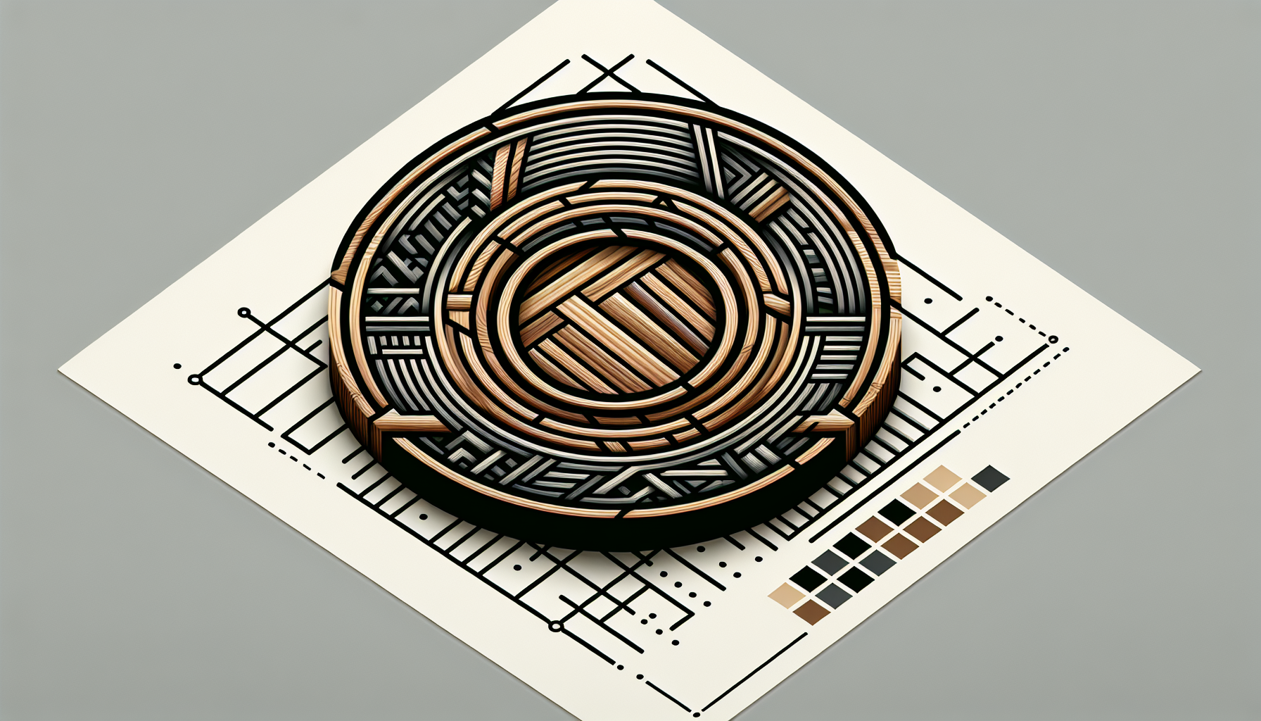 A circle decorated with wooden planks with flat design style for game