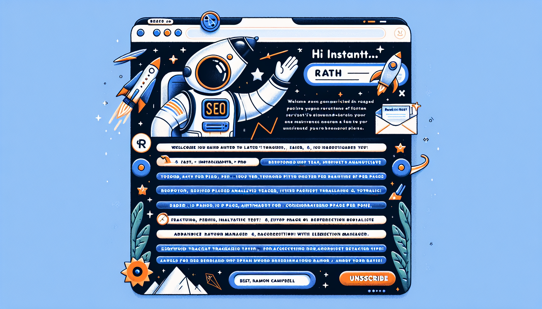 Hi instantart.ai,

Rank Math creates the perfect foundation for increasing your search traffic.

In comparison to other service, it’s: 

Faster 
Easier 
More intuitive 
And it achieves all of this without slowing your website down. 

Better still, it has more modern-day SEO features.

For example: 

	They have a 100-point page analysis test that goes deep into the needs of each page.

	They allow you to optimize for up to 5x target keywords per page for free, which you would have to pay for with Yoast-

	Keyword tracking – Previously, you may relied on an external service to track keywords and rankings, which came with a hefty monthly fee. With Rank Math Pro, you no longer need to pay extra for this feature, as you can now monitor keyword performance and rankings history directly from the WordPress dashboard. The plugin allows us to track up to 500 keywords per site: https://www.growthmarketingnow.info/rank .

	Track page speed for each post and page – Page speed performance is essential for creating a good page experience. So this feature was of particular interest to every webmaster, and now you can see the page speed information directly in the dashboard.

	Advance redirection manager – Previously, you may have been using the redirection plugin for all URL redirections. You were able to migrate all of this information to Rank Math Pro’s built in ARM (advanced redirection manager) and remove the redirection plugin. Fewer plugins, the better, right?
	
	Rank Math is a complete solution for Elementor. You can not work on SEO on the Elementor interface with Yoast SEO. 
	
	And much more...
	
Now click here to register an Rank Math account and optimize your website: https://www.growthmarketingnow.info/rank 

Best,

Ramon Campbell


UNSUBSCRIBE: https://www.growthmarketingnow.info/unsubscribe/?d=instantart.ai  
Address: 1725 Stadium Drive
Framingham, MA 01702